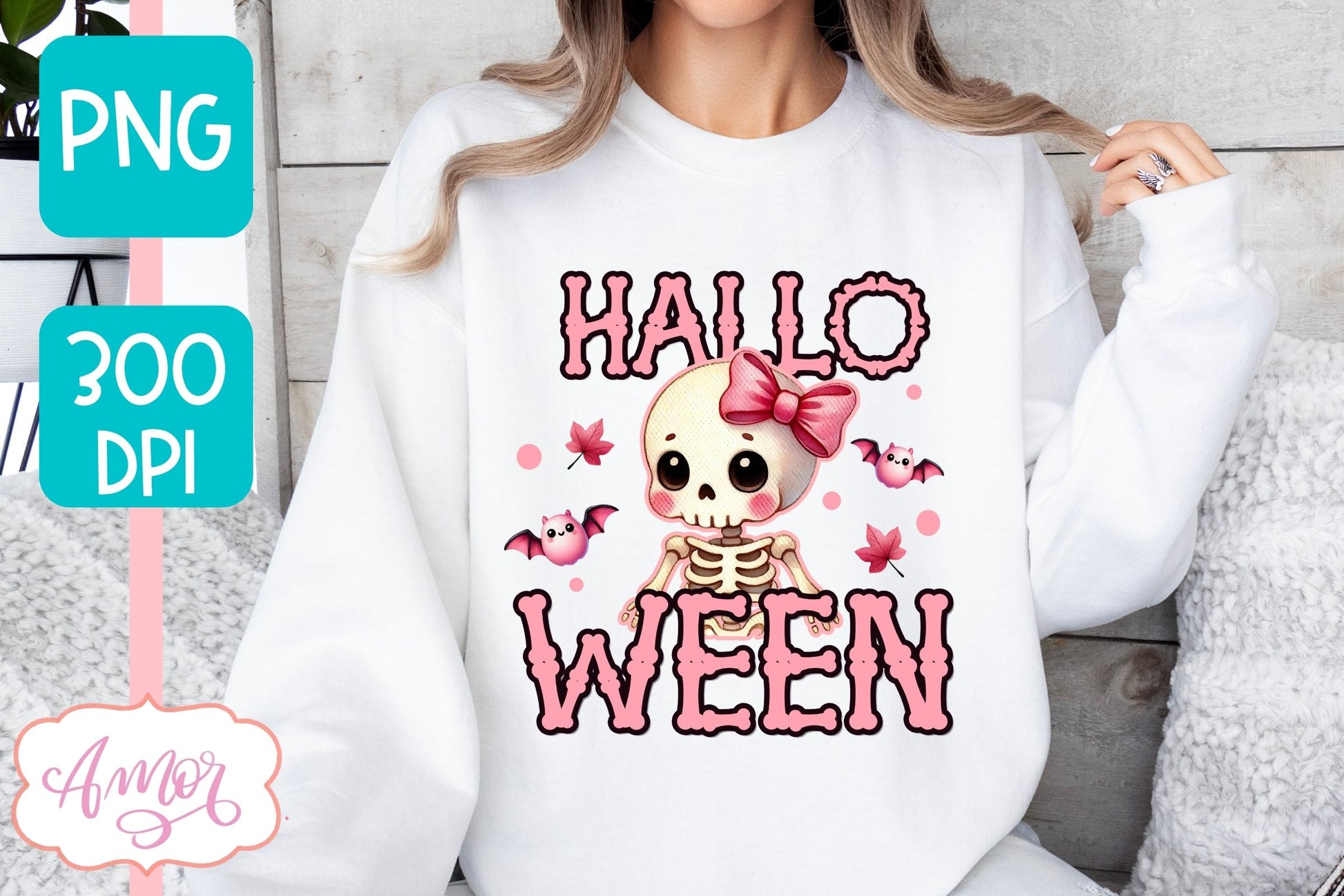 Pink Halloween sublimation PNG | Cute skeleton shirt PNG