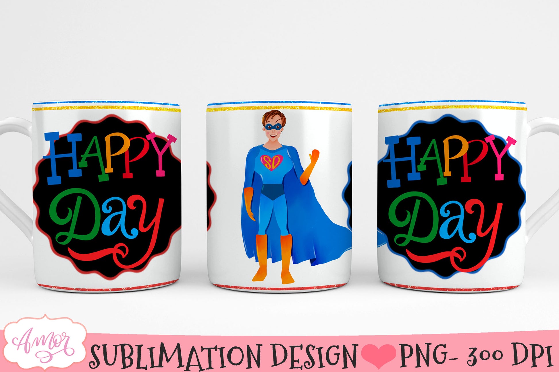 Super Dad Mug Wrap PNG Bundle for Father's Day