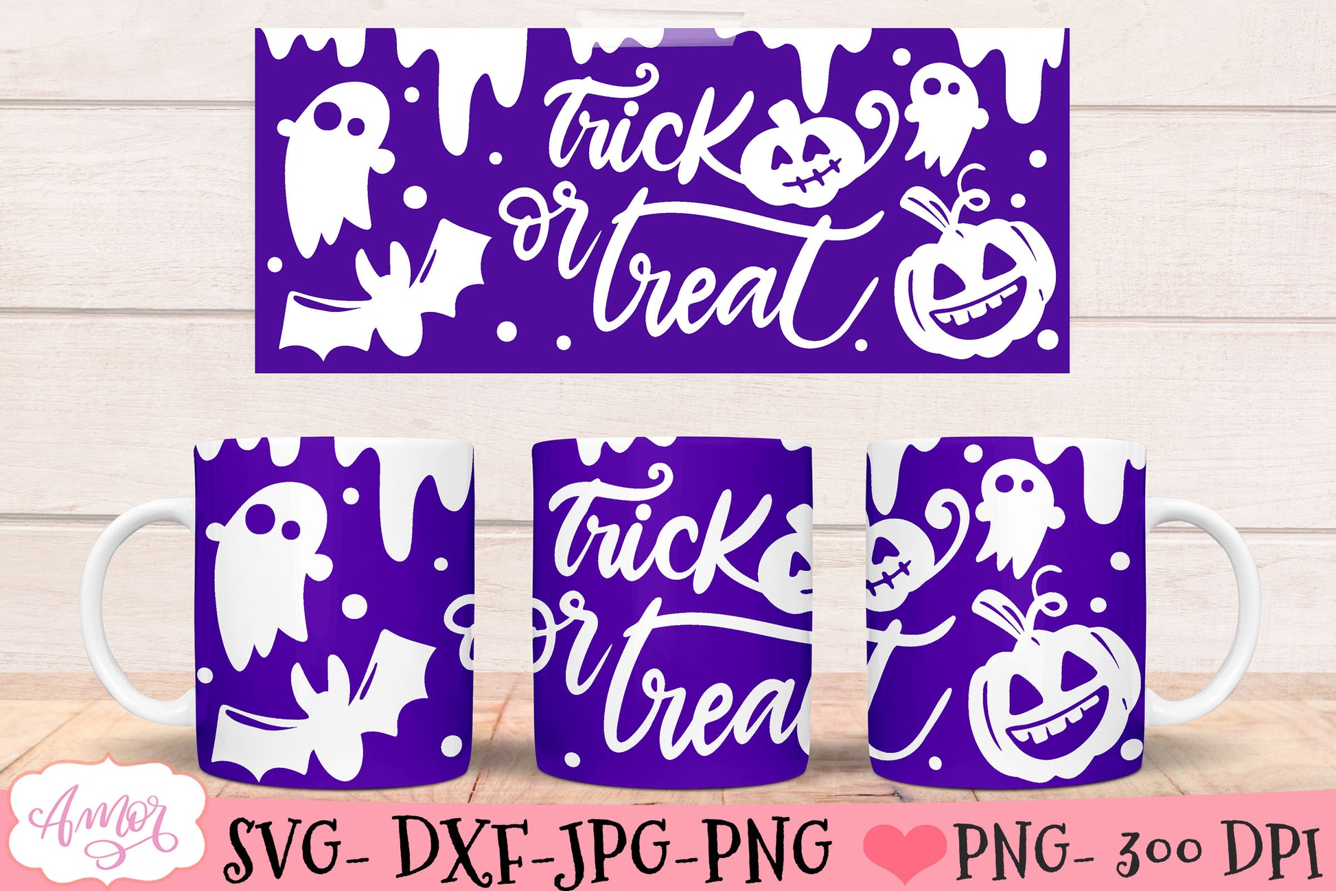 Trick or treat mug wrap SVG for infusible ink for Halloween