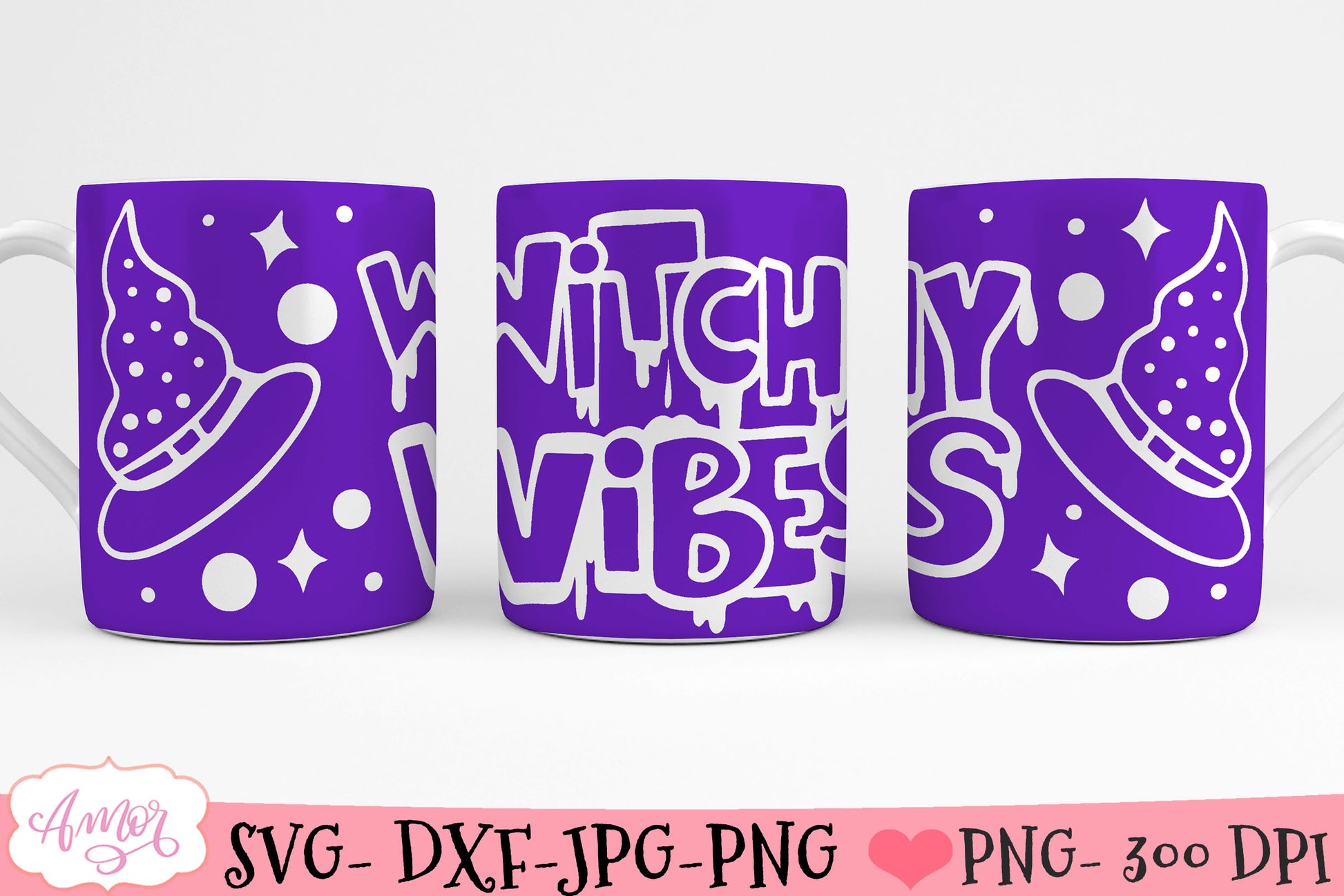 Witchy vibes mug wrap SVG for infusible ink for Halloween