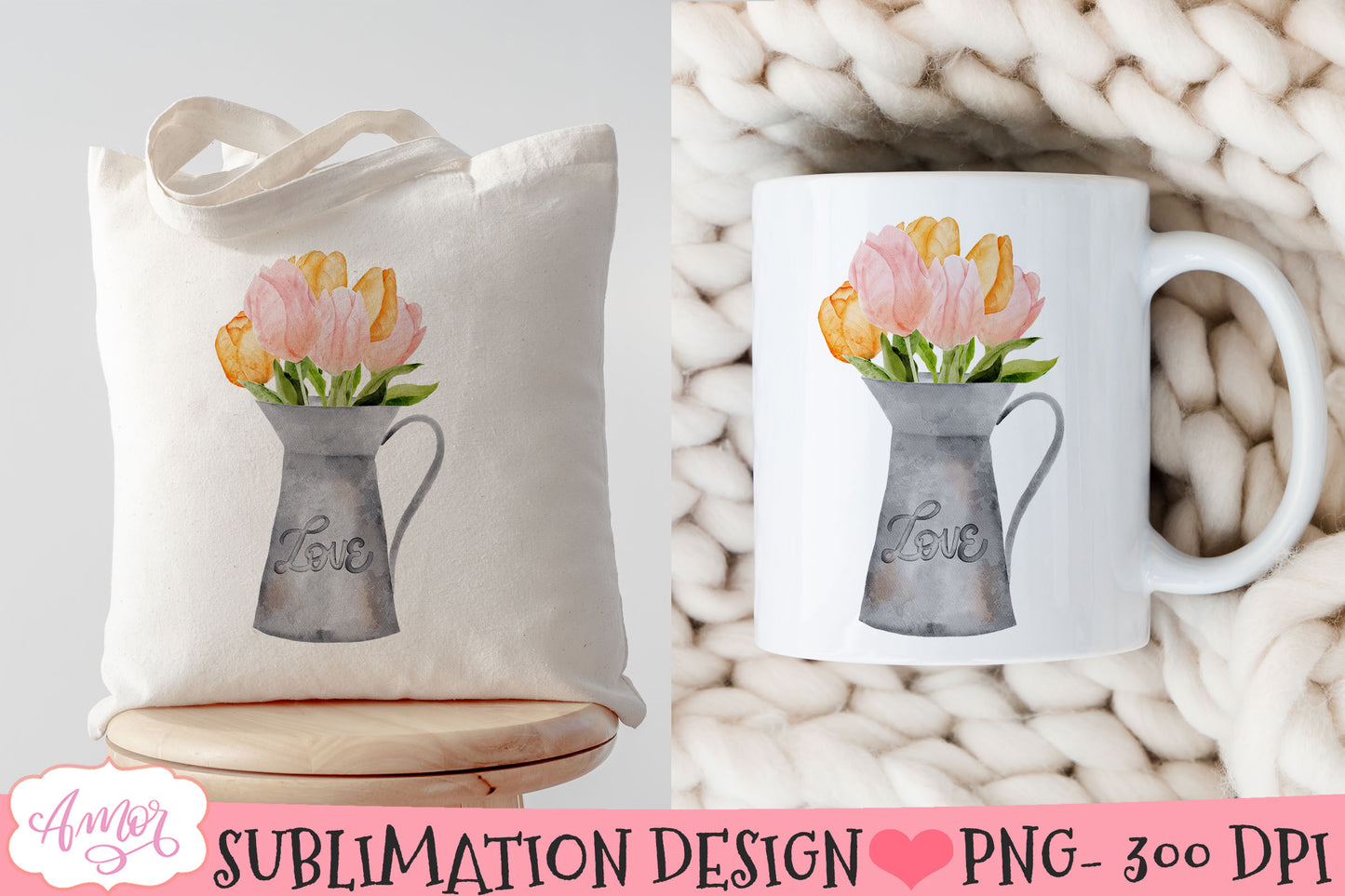 Spring tulip flowers arrangement PNG for sublimation