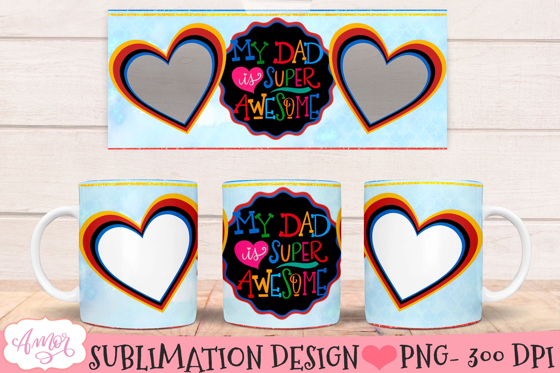 Super Dad Mug Wrap PNG Bundle for Father's Day