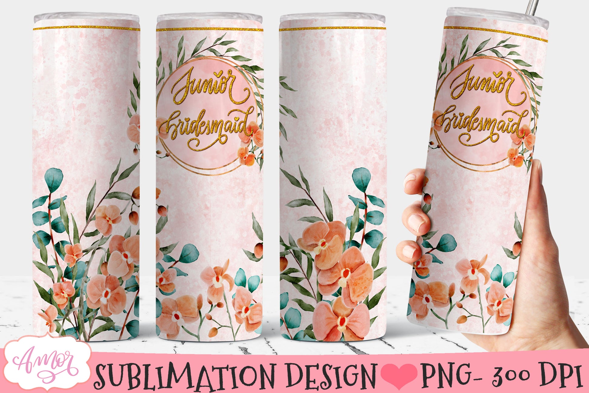 Floral Wedding Tumbler Wraps for Sublimation BUNDLE