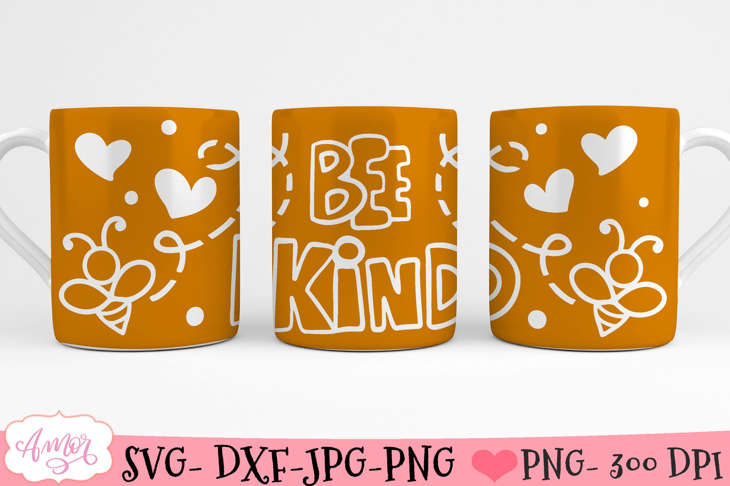 Bee kind mug wrap SVG for infusible ink - 12oz Cricut mug SVG