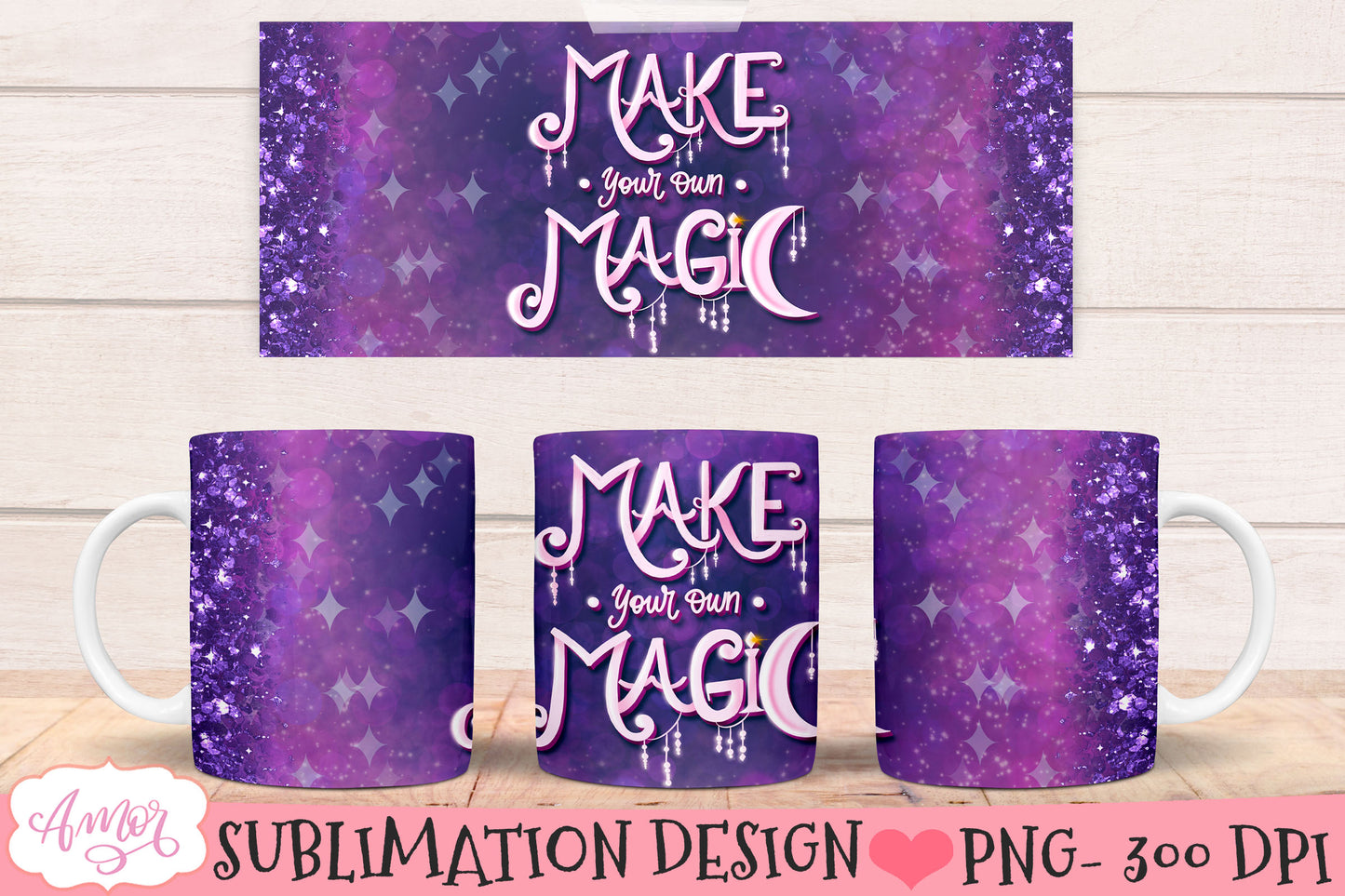 Make your own magic mug wrap PNG for sublimation design