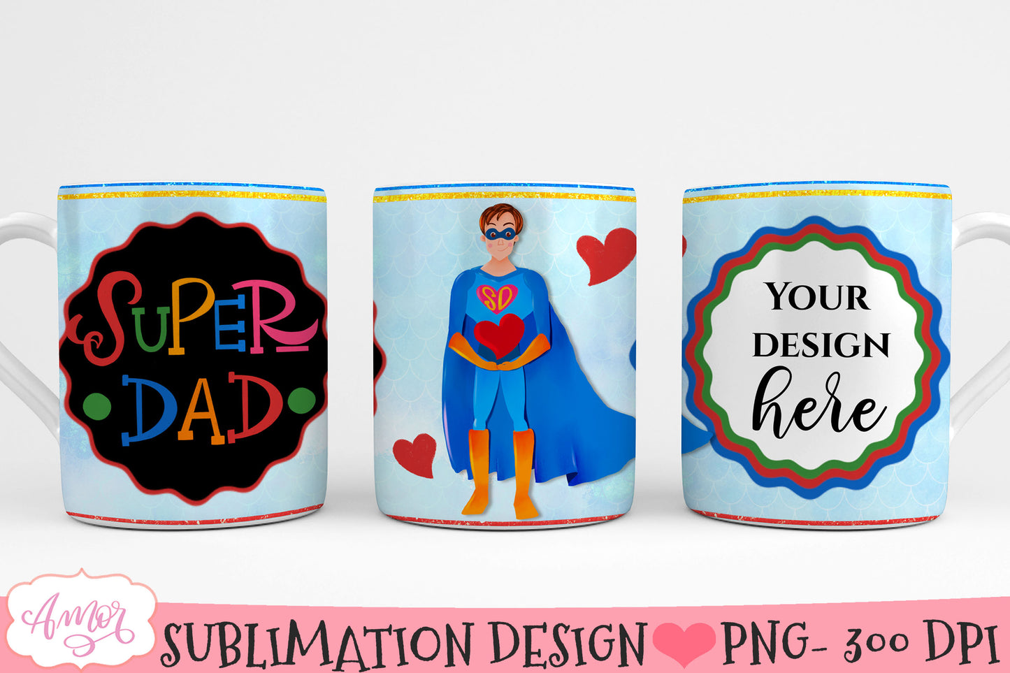 Super Dad Mug Wrap PNG Bundle for Father's Day