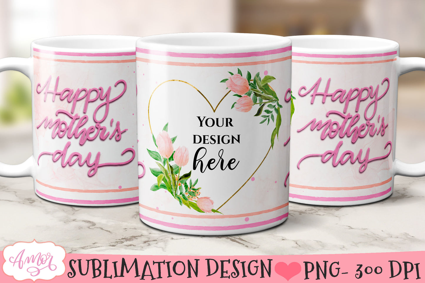 Happy Mother's day mug wraps set for sublimation