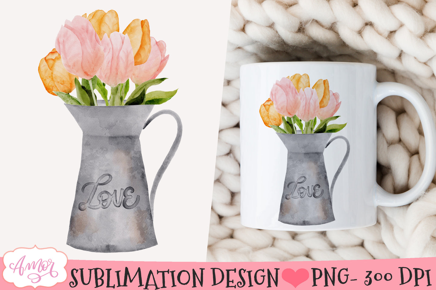 Spring tulip flowers arrangement PNG for sublimation