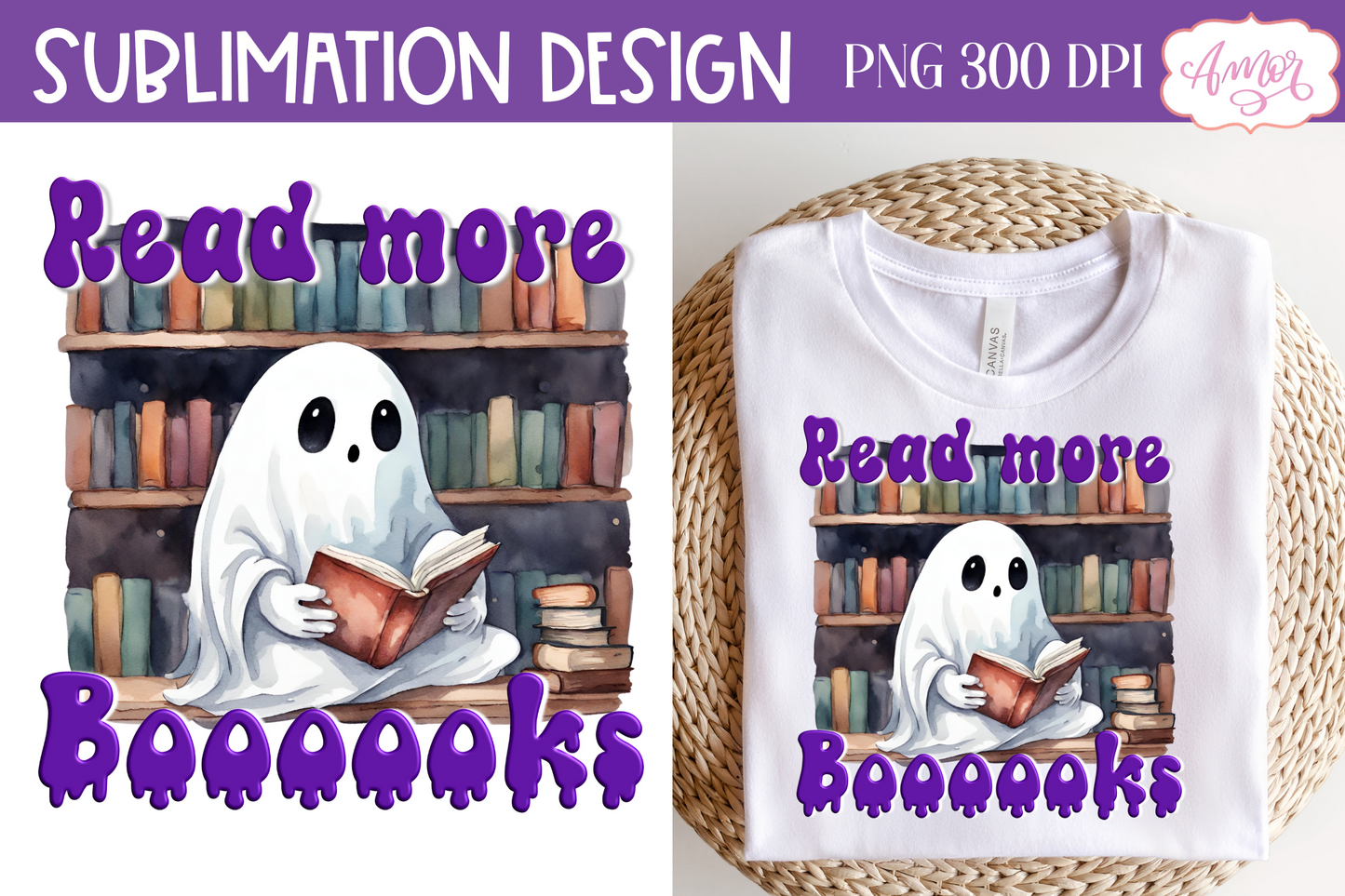 Read more books halloween PNG for sublimation