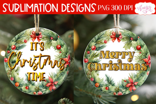 Round christmas ornament PNG sublimation