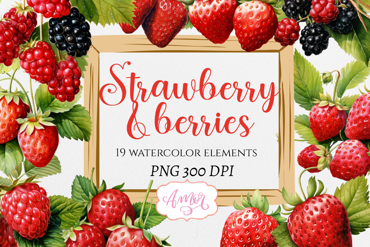 Watercolor strawberry clipart PNG | Berries clipart PNG