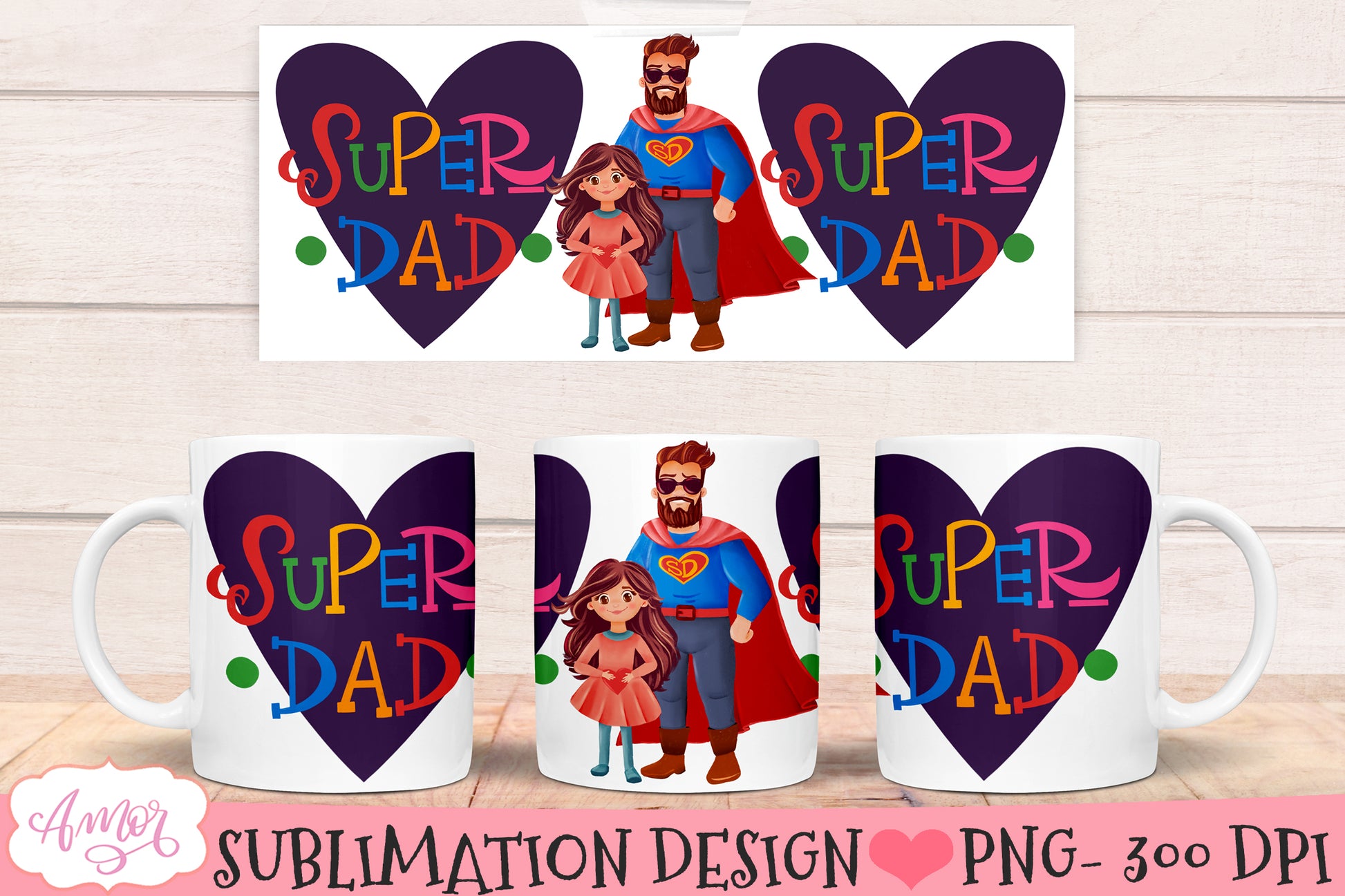 Super dad and daughter mug wrap