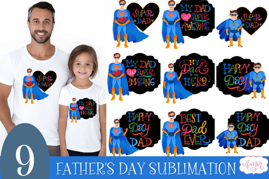 Super Dad sublimation designs for Father's Day BUNDLE