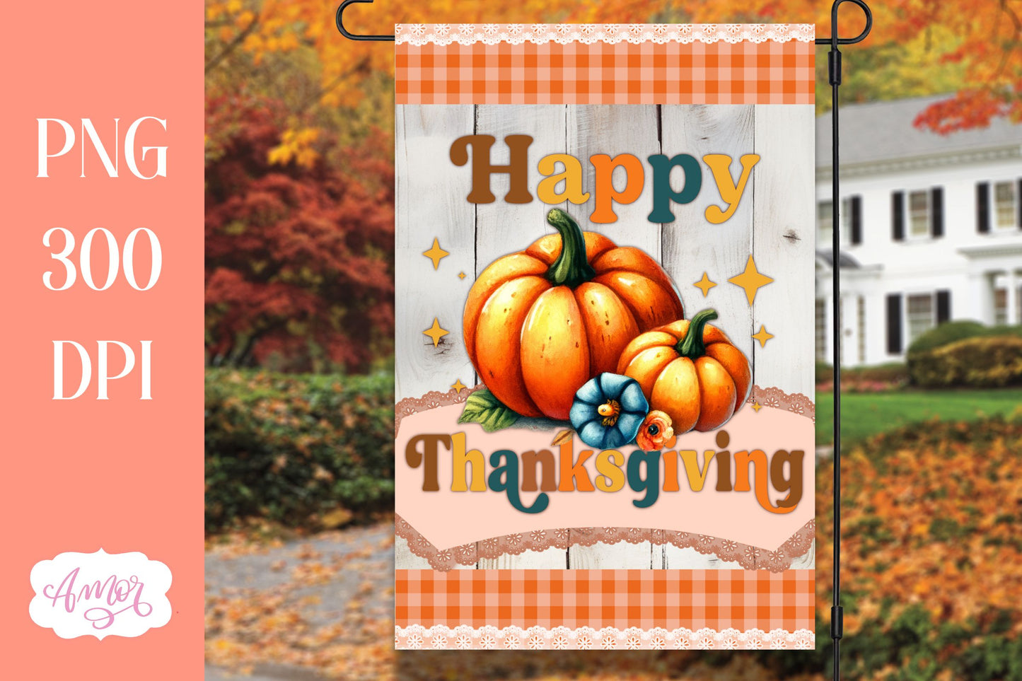 Happy thanksgiving garden flag sublimation | Fall Pumpkins