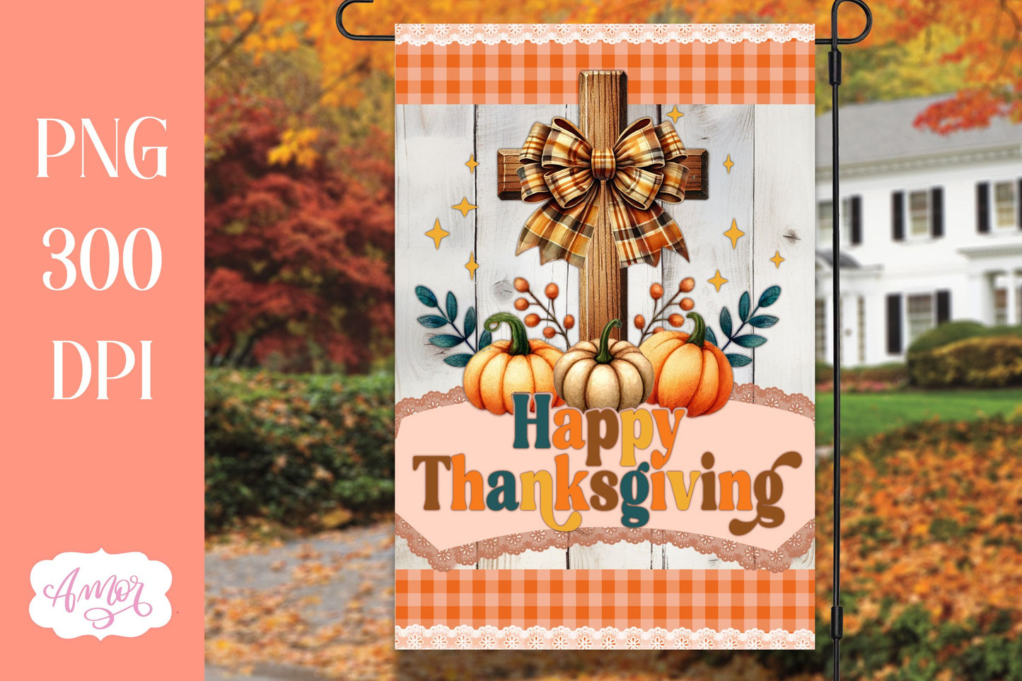 Happy thanksgiving garden flag sublimation | Fall Pumpkins