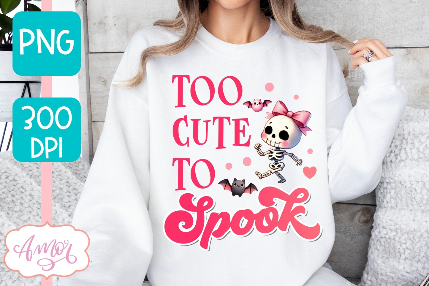 Too cute to spook PNG for sublimation | Pink Halloween PNG