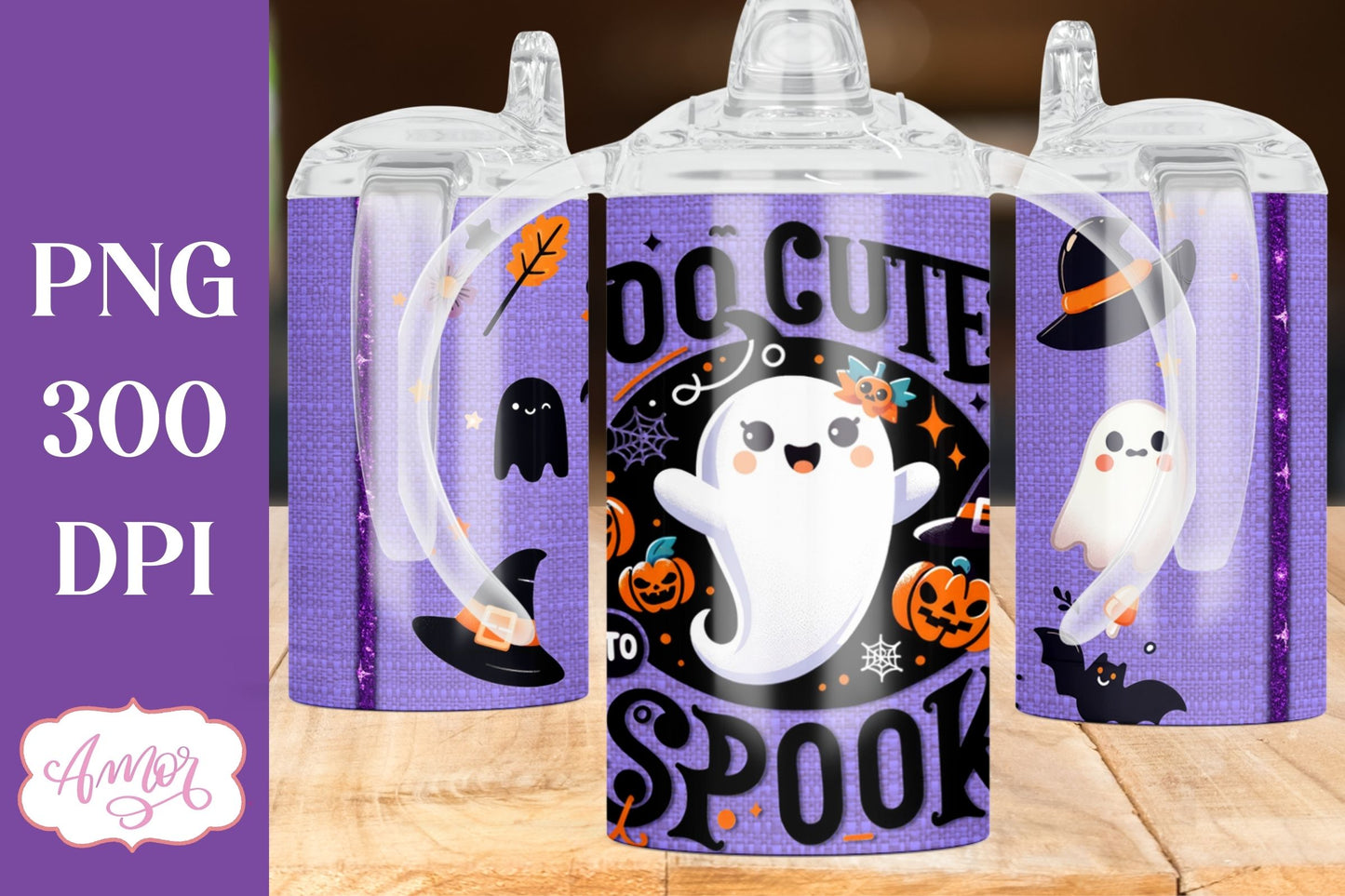 Too cute to spook sippy cup sublimation | Halloween PNG