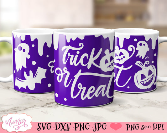 Trick or treat mug wrap SVG for infusible ink for Halloween
