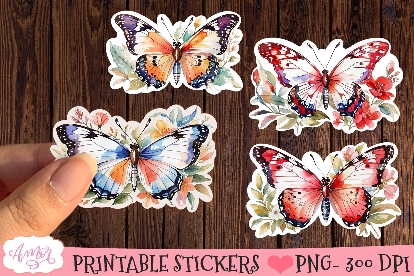 Watercolor butterfly stickers for Cricut Print and Cut