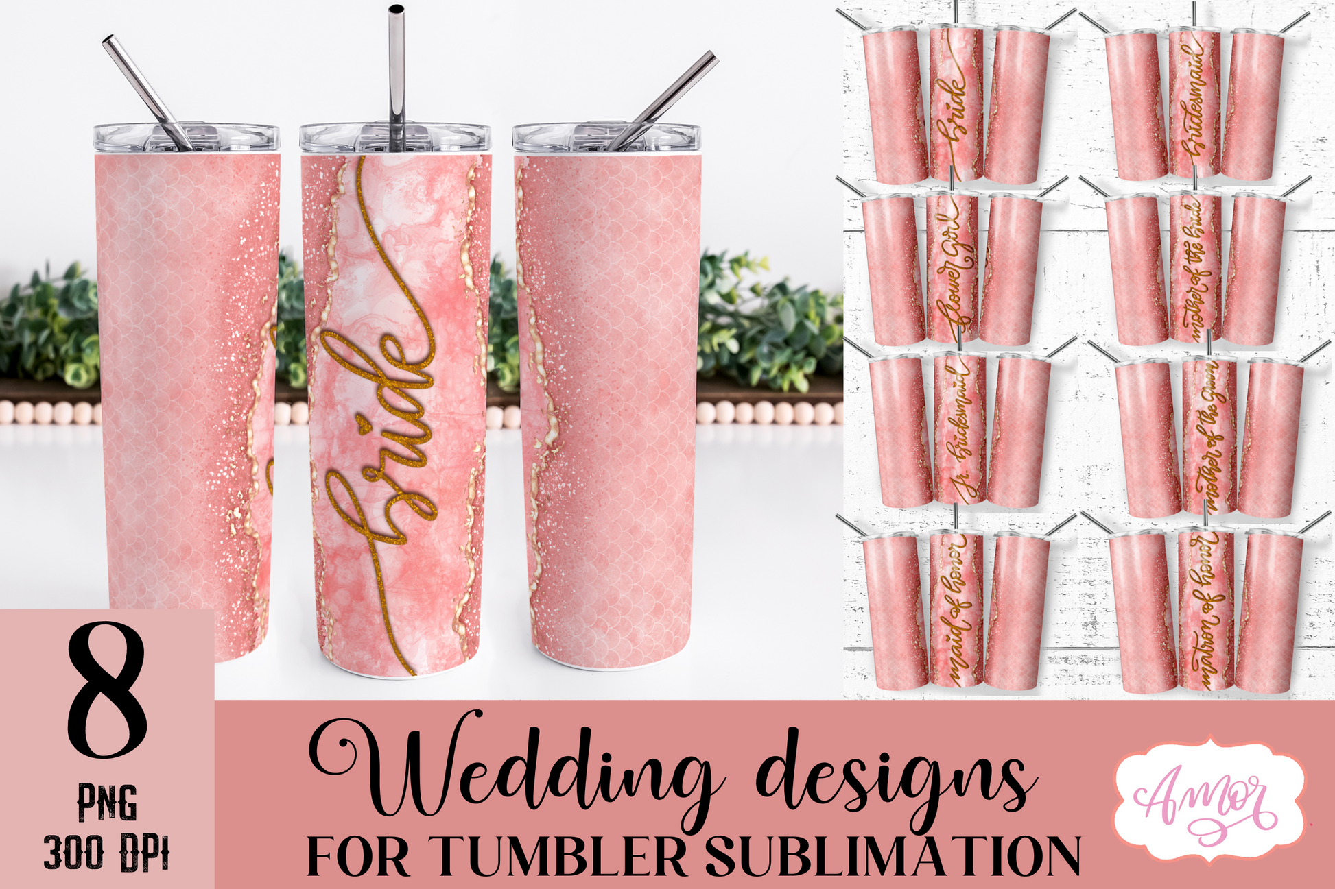 Wedding Tumbler Wraps for Sublimation BUNDLE