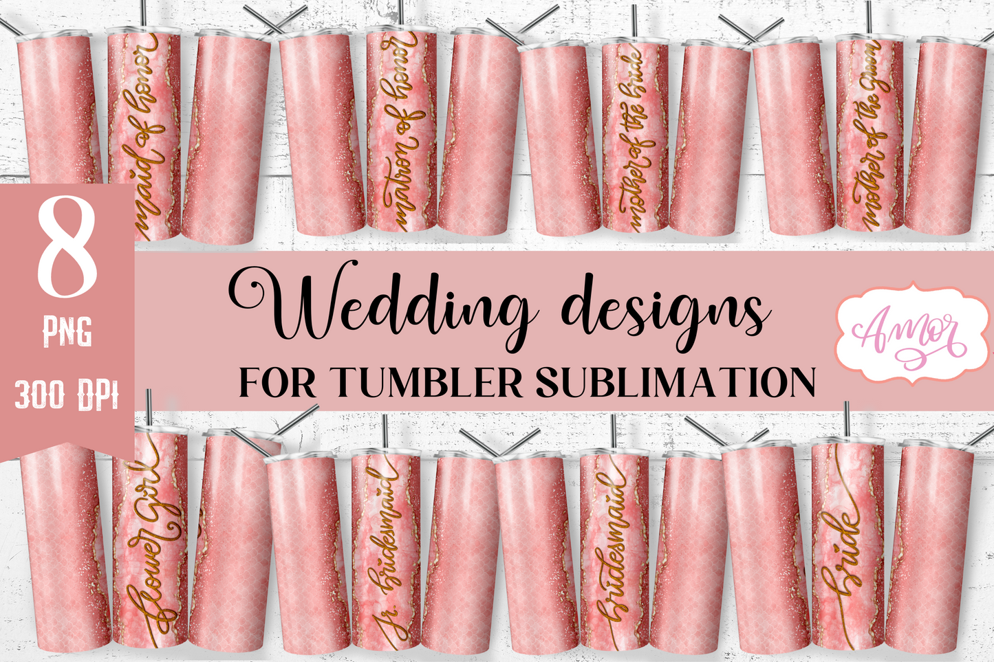 Wedding Tumbler Wraps for Sublimation BUNDLE