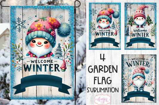 Welcome winter garden flag sublimation PNG BUNDLE