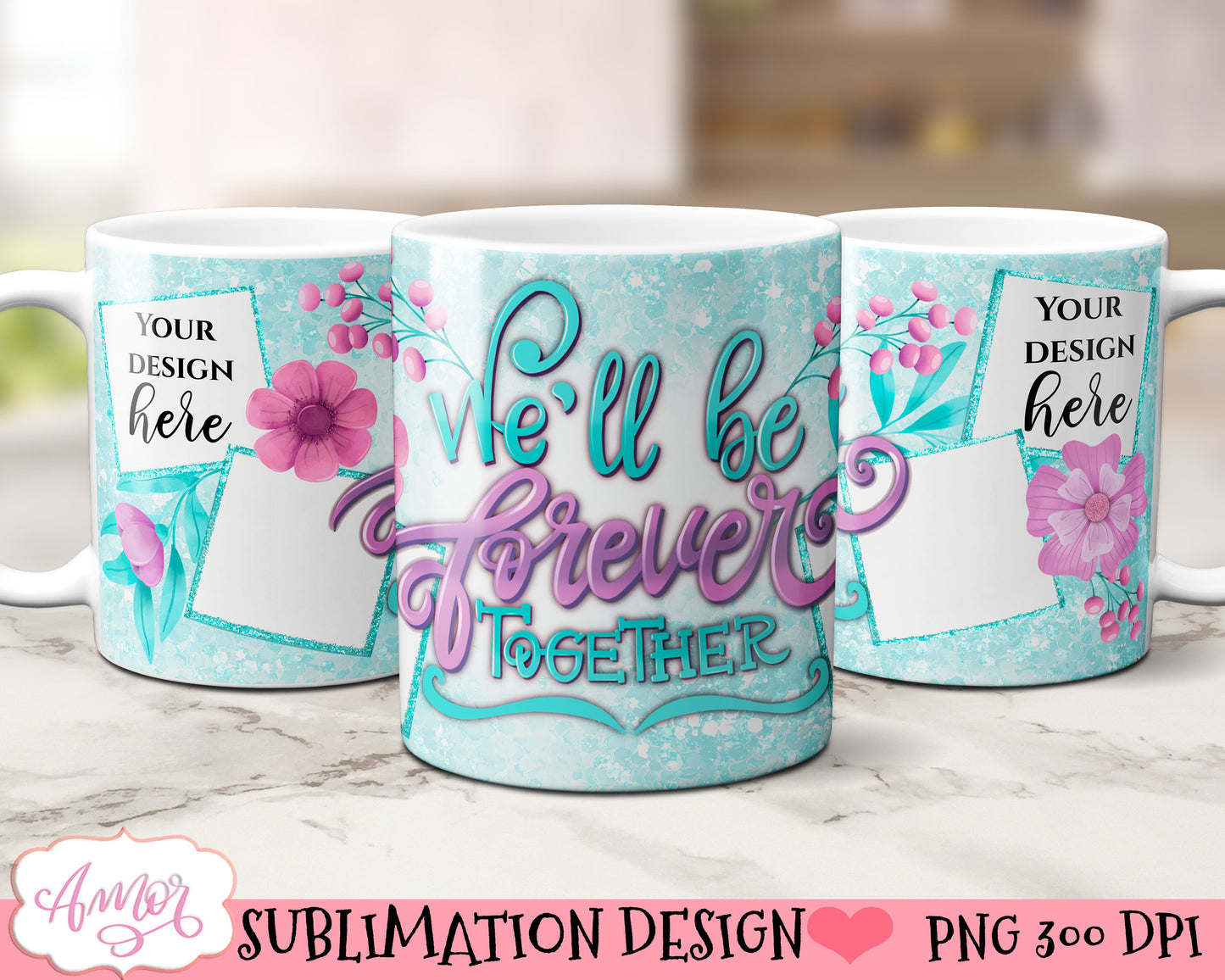 We will be forever together photo mug wrap PNG for sublimation