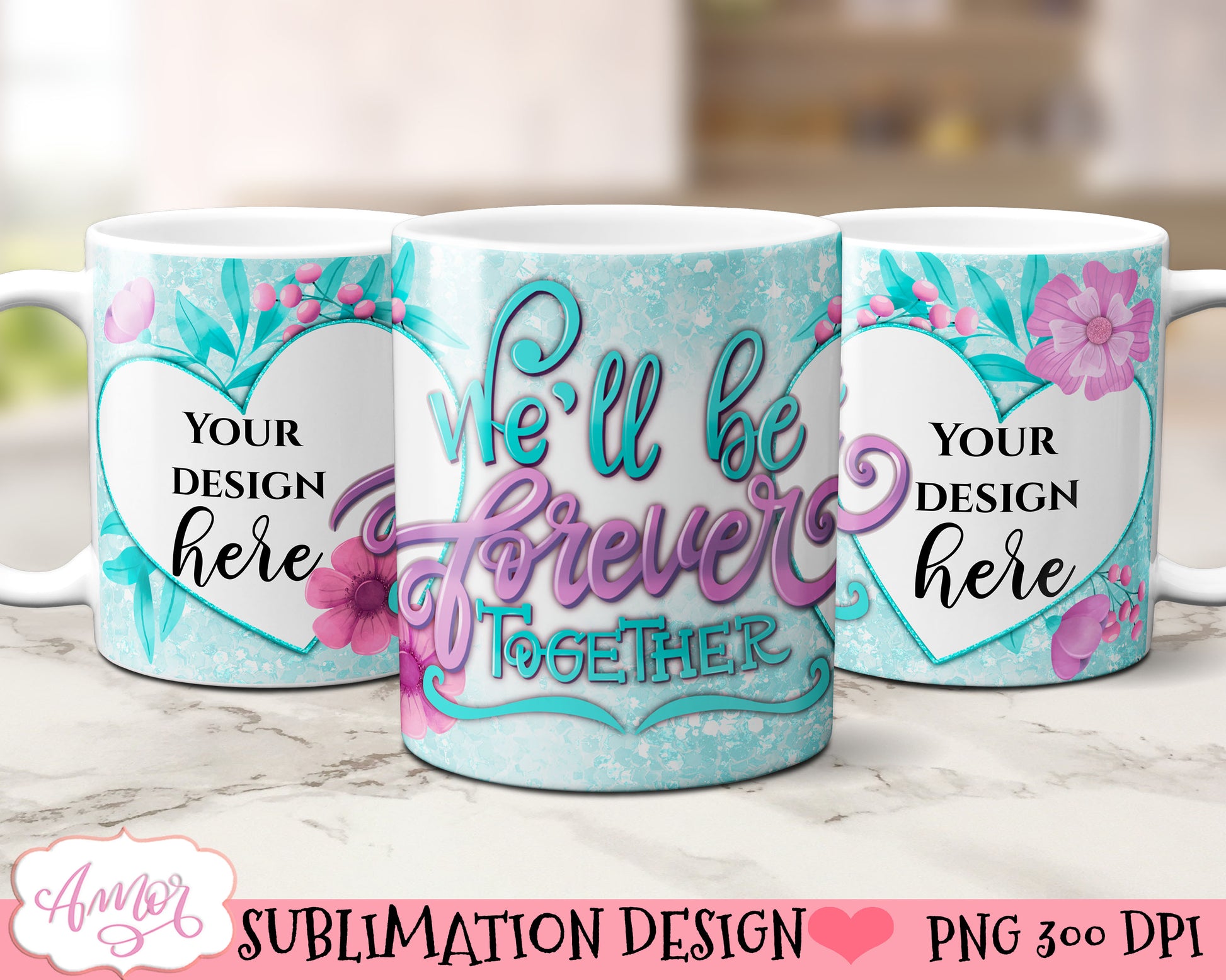 We will be forever together photo mug wrap PNG for sublimation