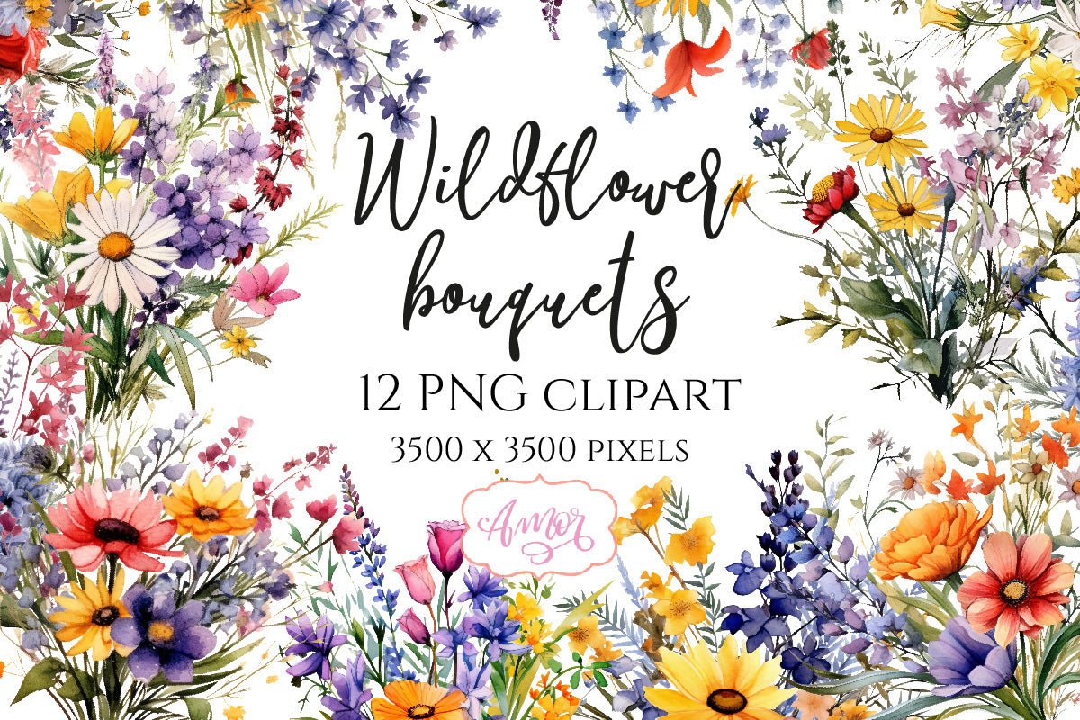 Wildflower bouquet clipart PNG