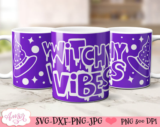 Witchy vibes mug wrap SVG for infusible ink for Halloween
