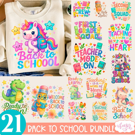Back to school shirt PNG BUNDLE, Cute teacher sublimation