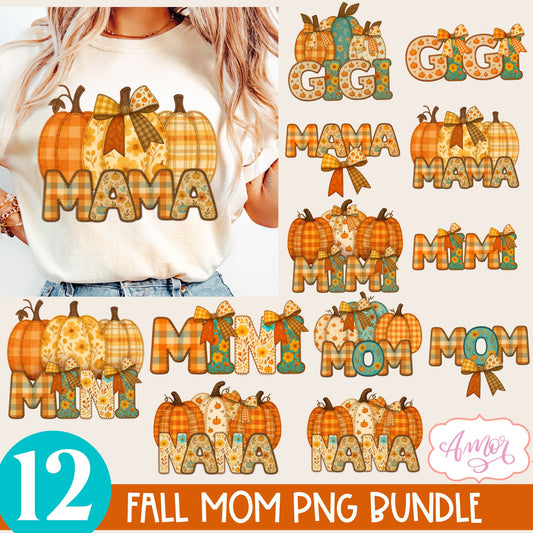 BUNDLE Fall Mama sublimation PNG, Fall shirt front and back