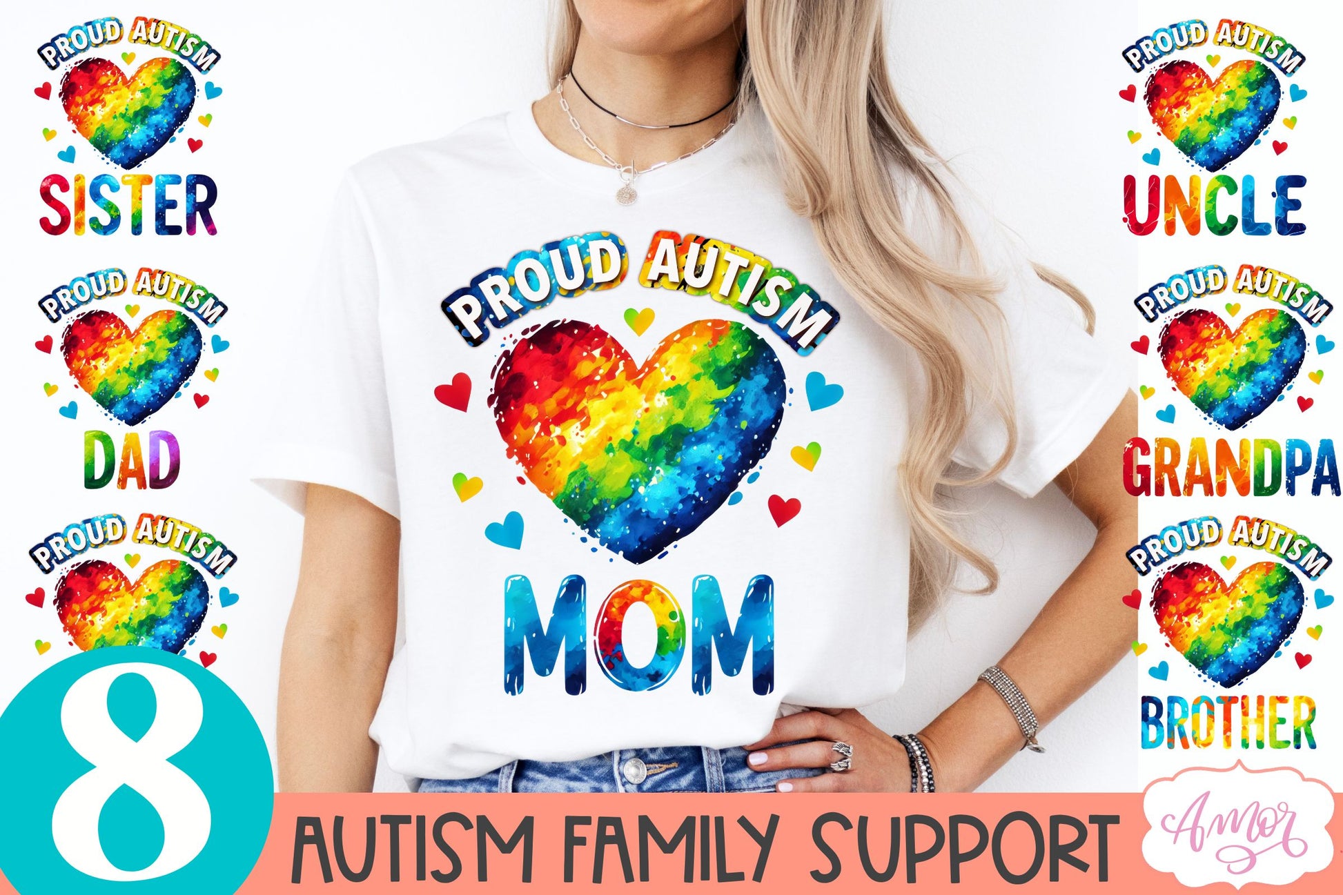 Autism family support T-shirt PNG BUNDLE for sublimation