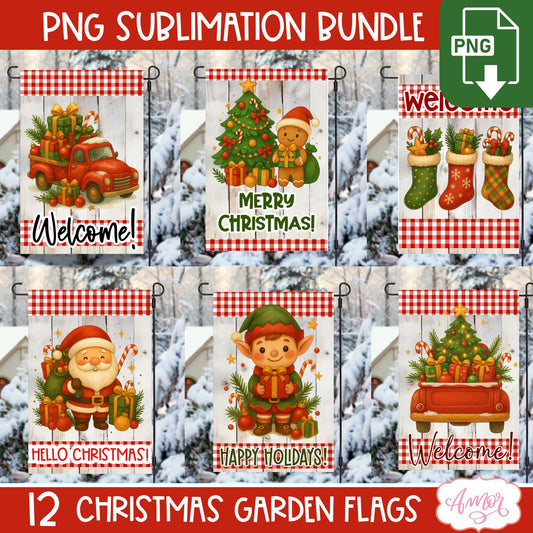 Merry Christmas garden flag PNG BUNDLE