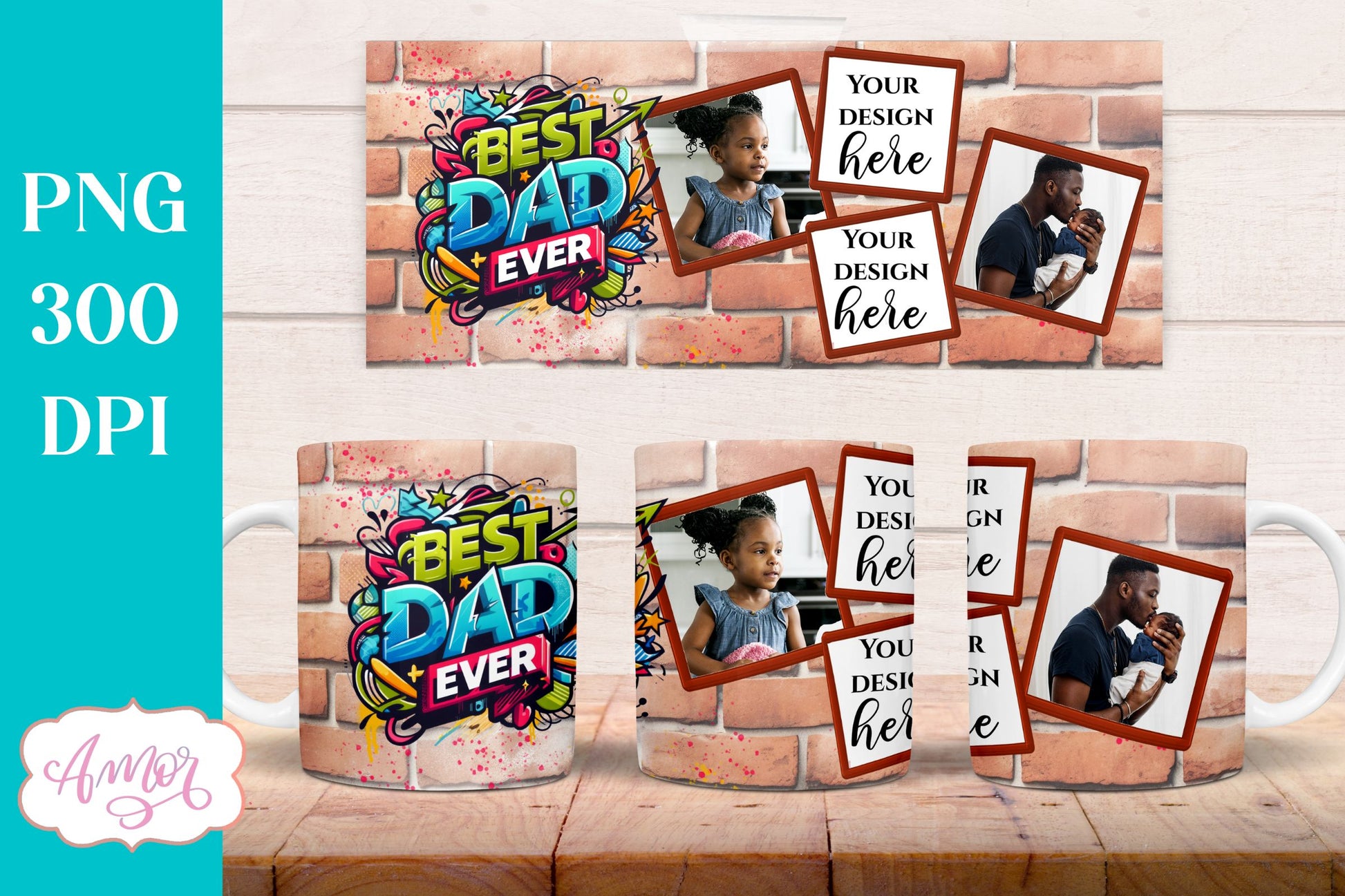 Best dad ever photo mug wrap sublimation PNG | Father's day