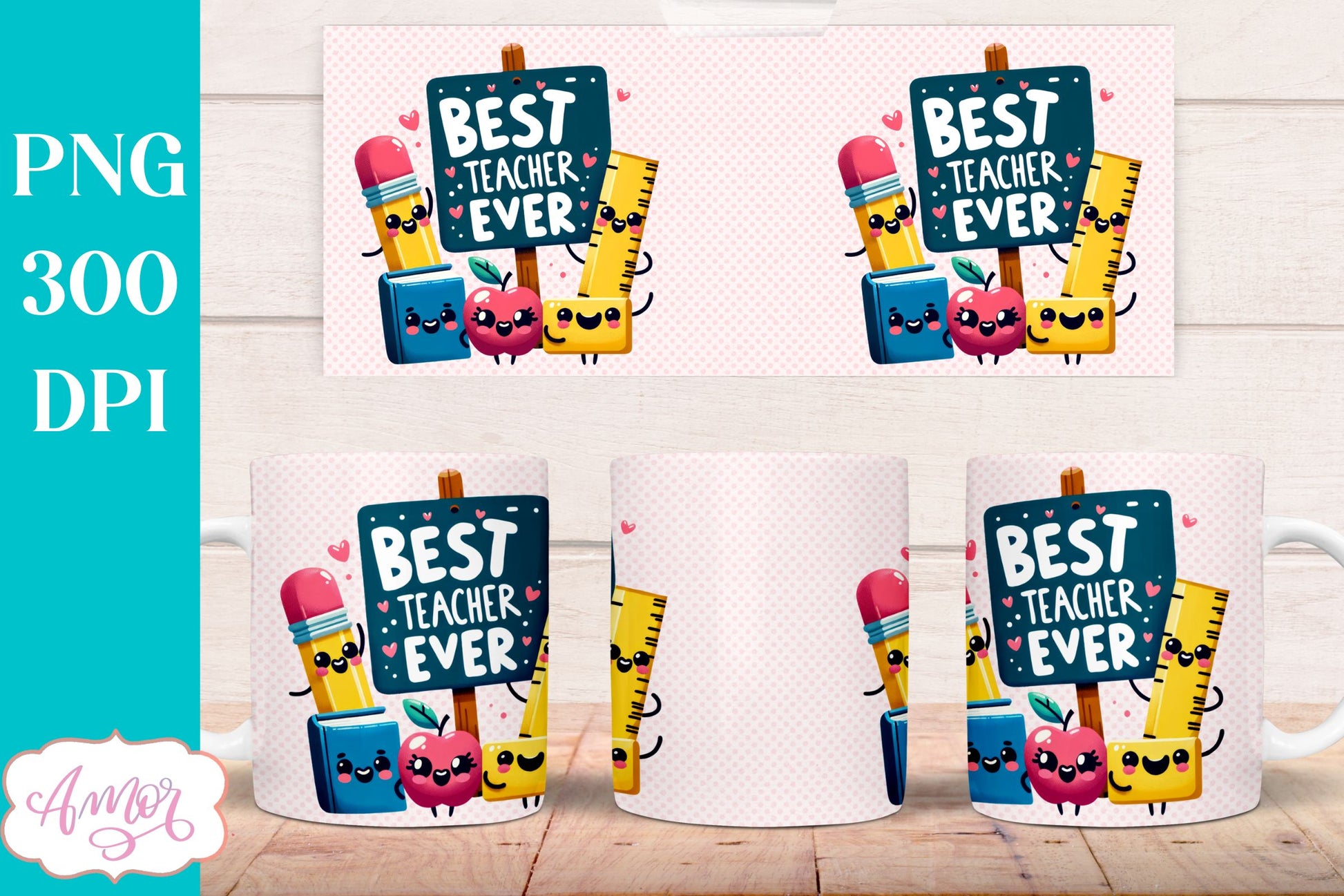 Best Teacher Mug Wrap for Sublimation | Teacher mug PNG