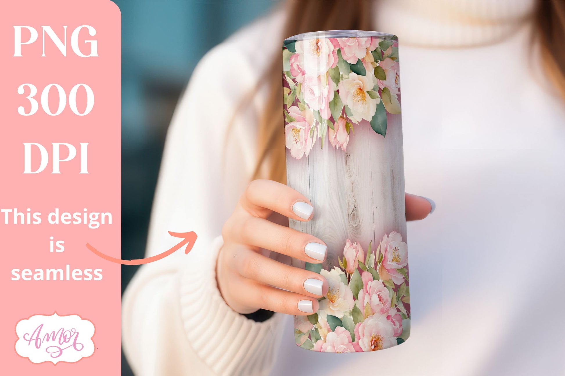 Wood and flowers wedding Tumbler Wraps sublimation BUNDLE