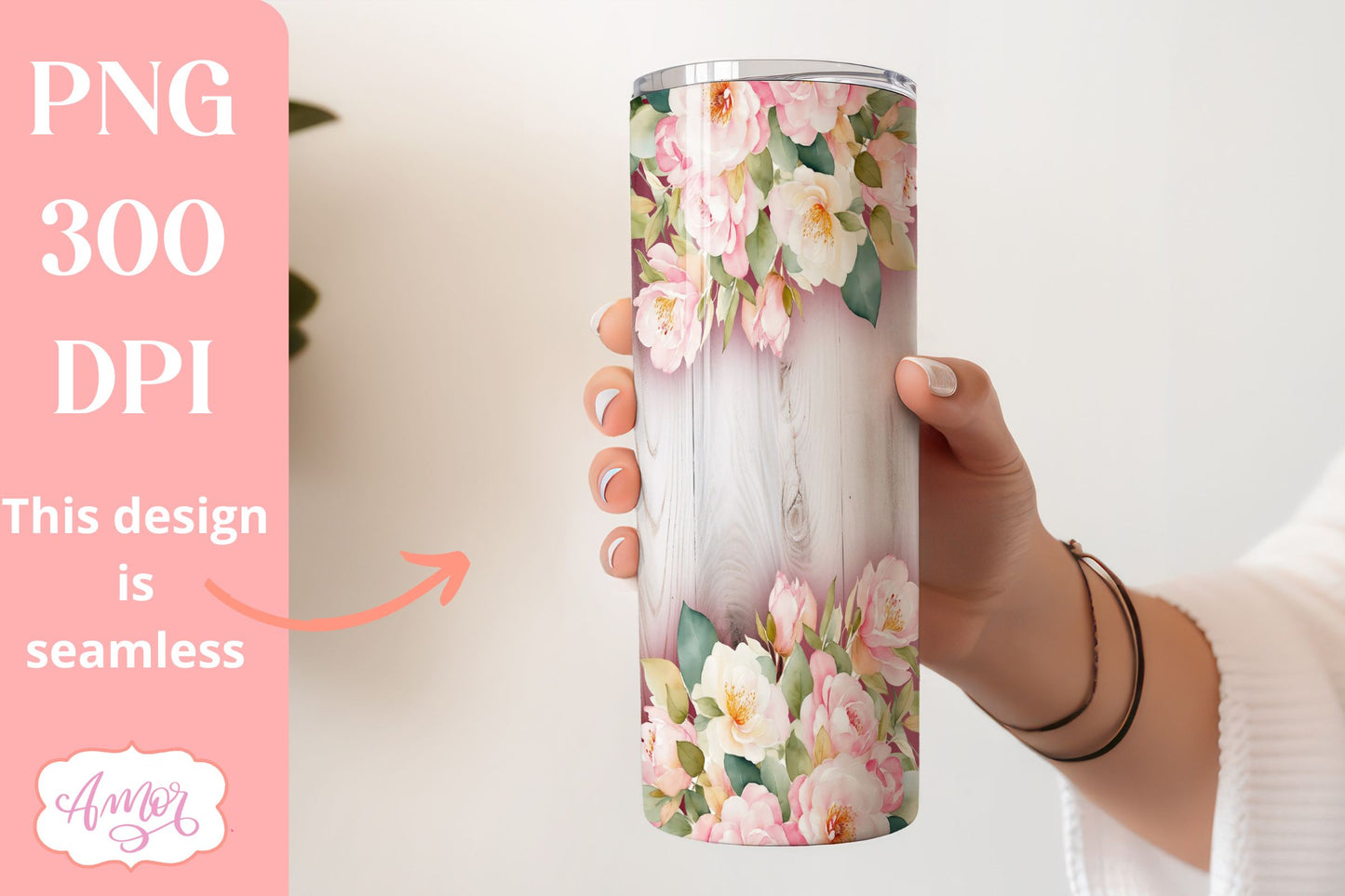 Wood and flowers wedding Tumbler Wraps sublimation BUNDLE