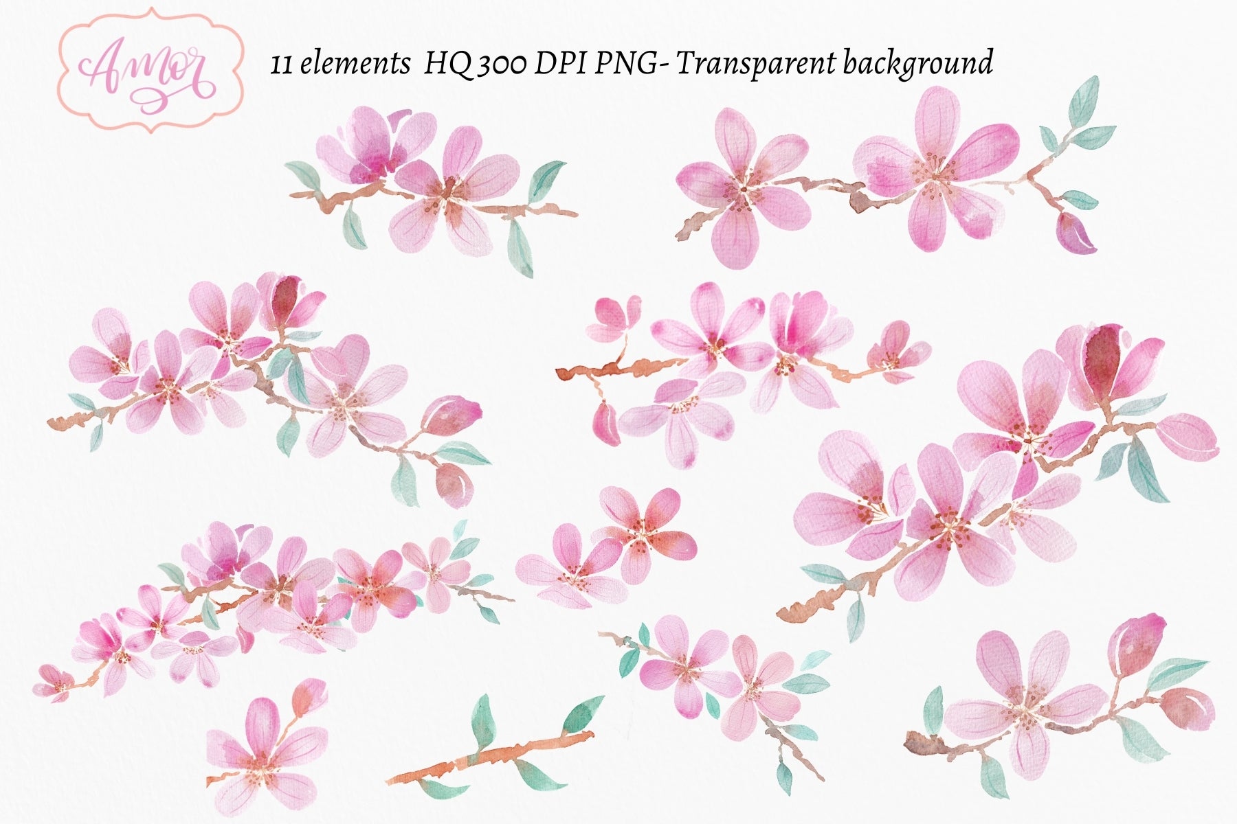 Watercolor Cherry Blossom Clipart