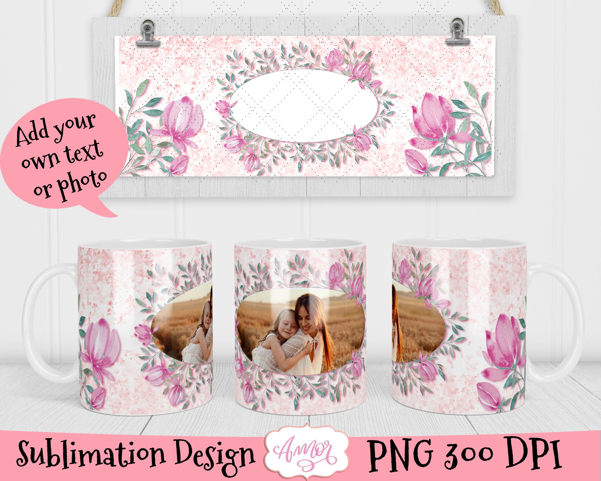 Floral Photo Mug sublimation Bundle