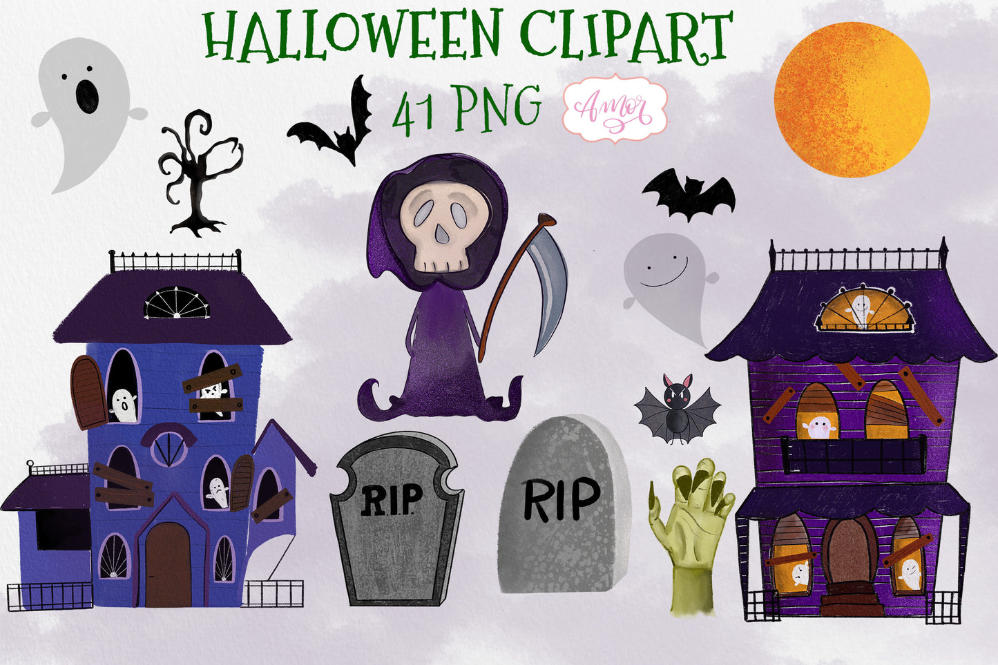 Hand Painted Halloween Clipart
