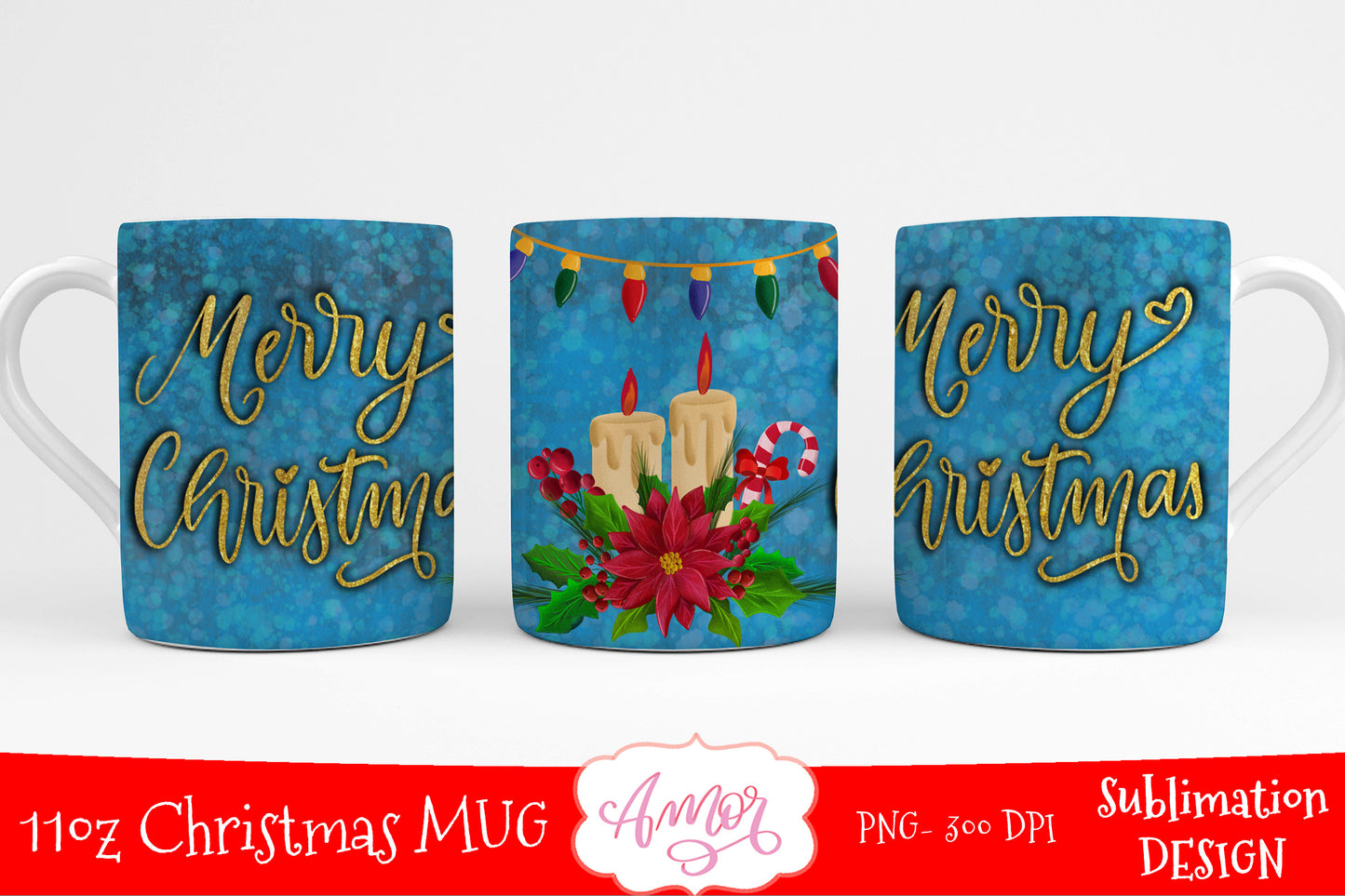 Set of 2 Christmas Sublimation design for 11oz mugs