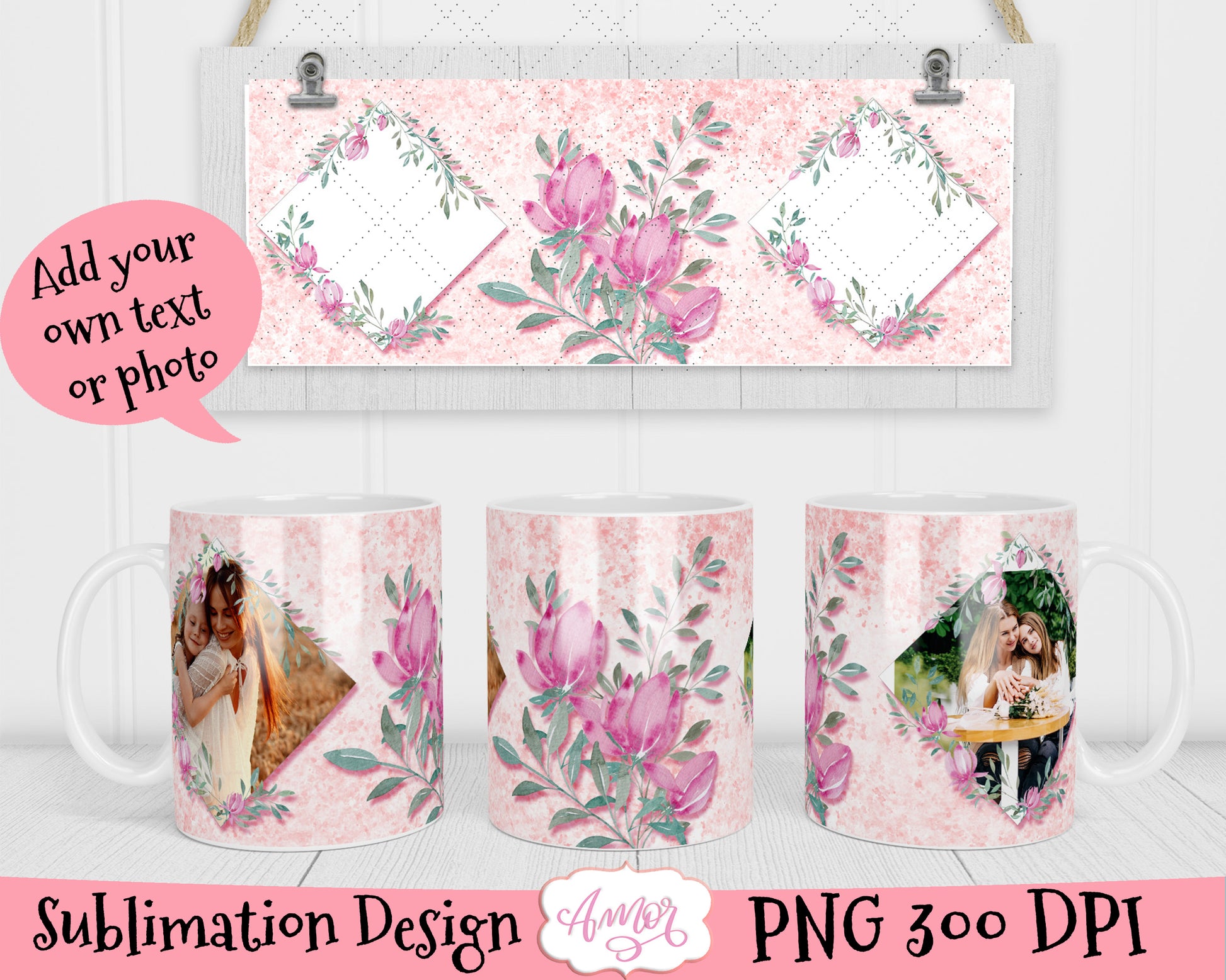 Floral Photo Mug sublimation Bundle