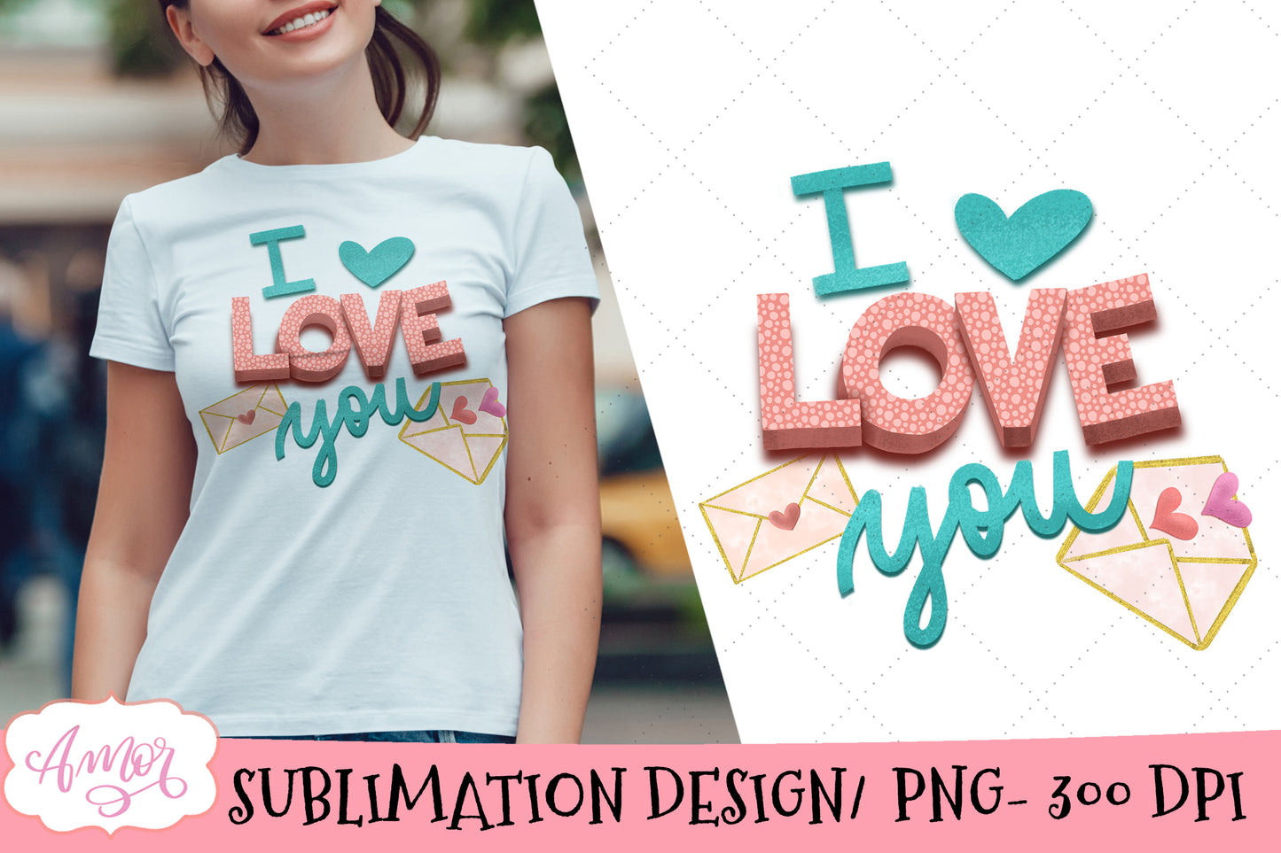 I Love You PNG design for sublimation