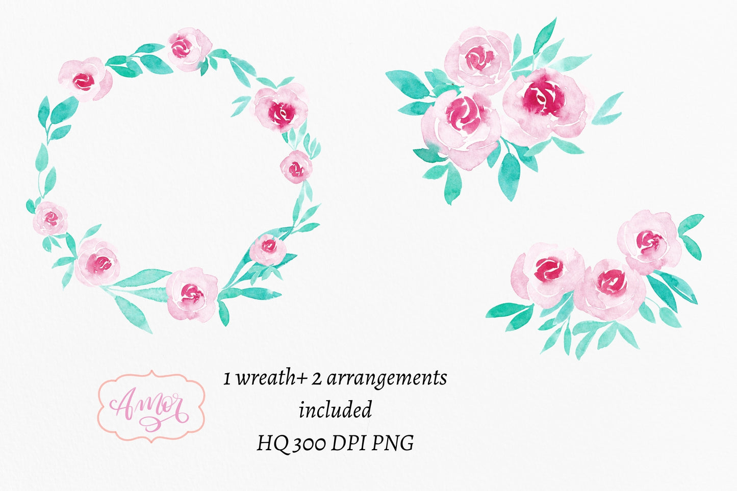 Watercolor roses clipart PNG