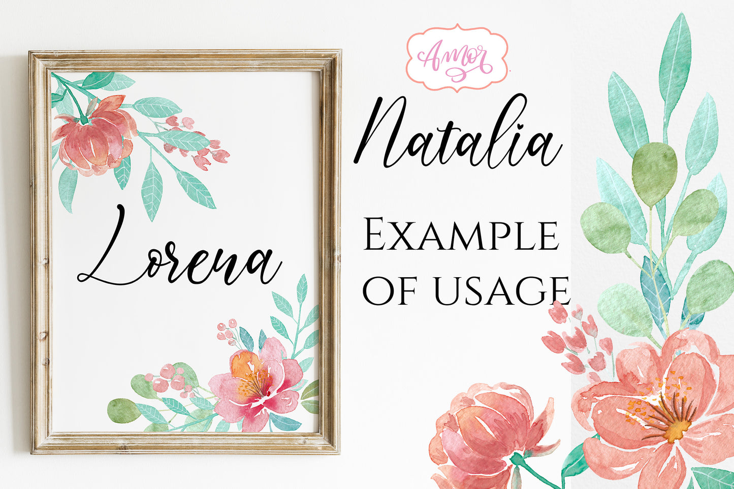 Watercolor Peachy Flowers Clipart