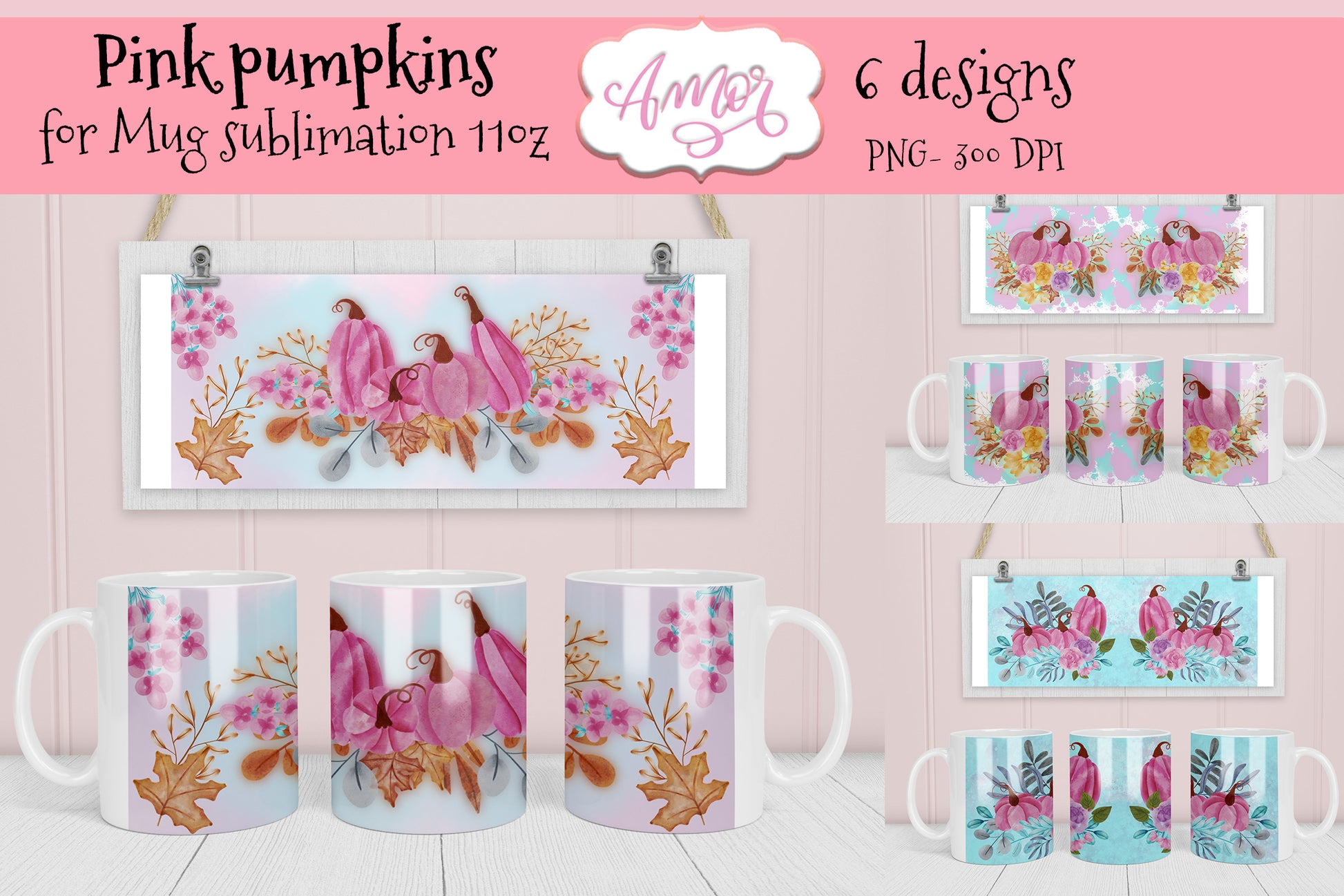 Bundle Pink Pumpkin mug sublimation templates