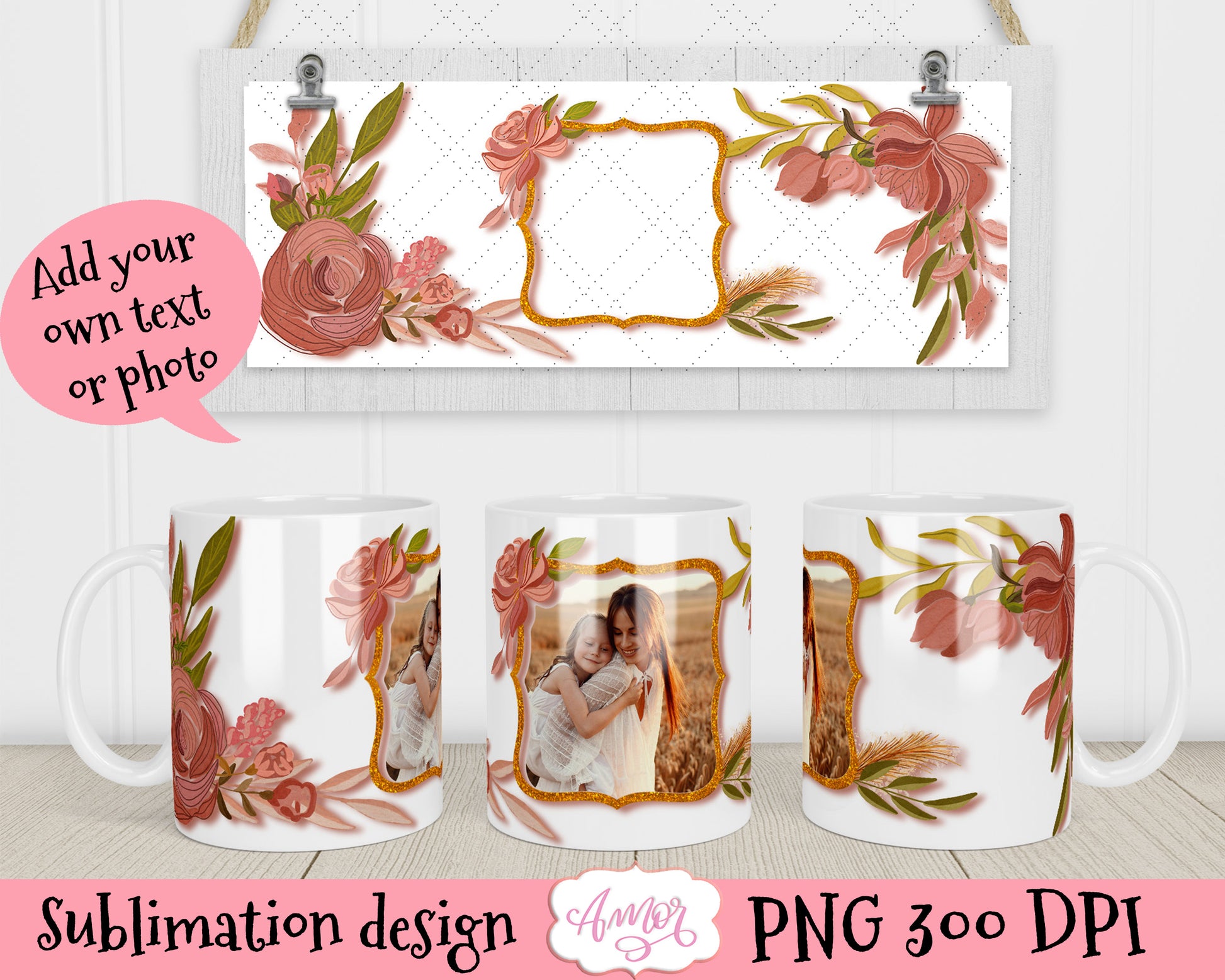 Bundle Boho Floral 11oz mug sublimation design