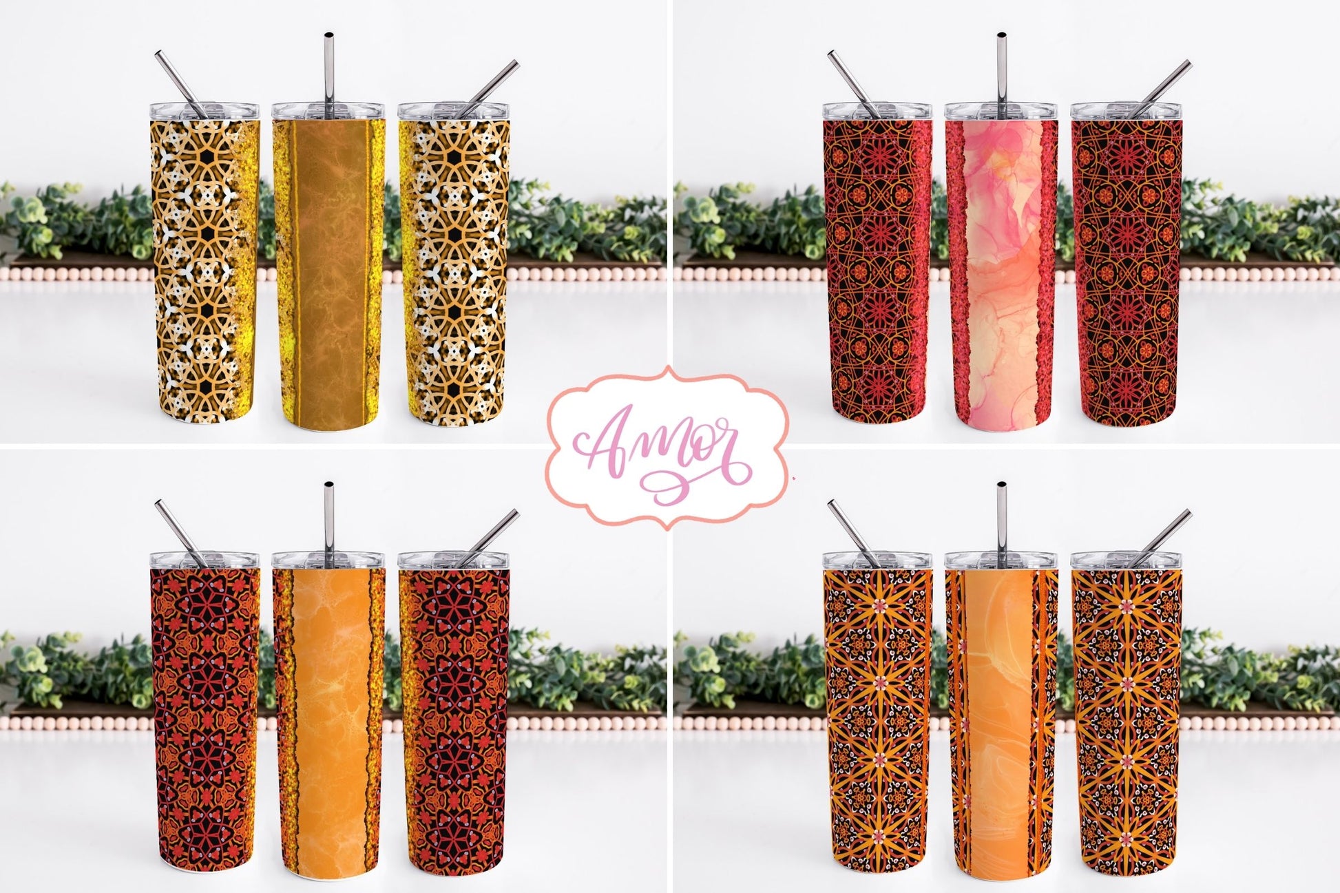 Boho Seamless Tumbler Wrap for Sublimation BUNDLE