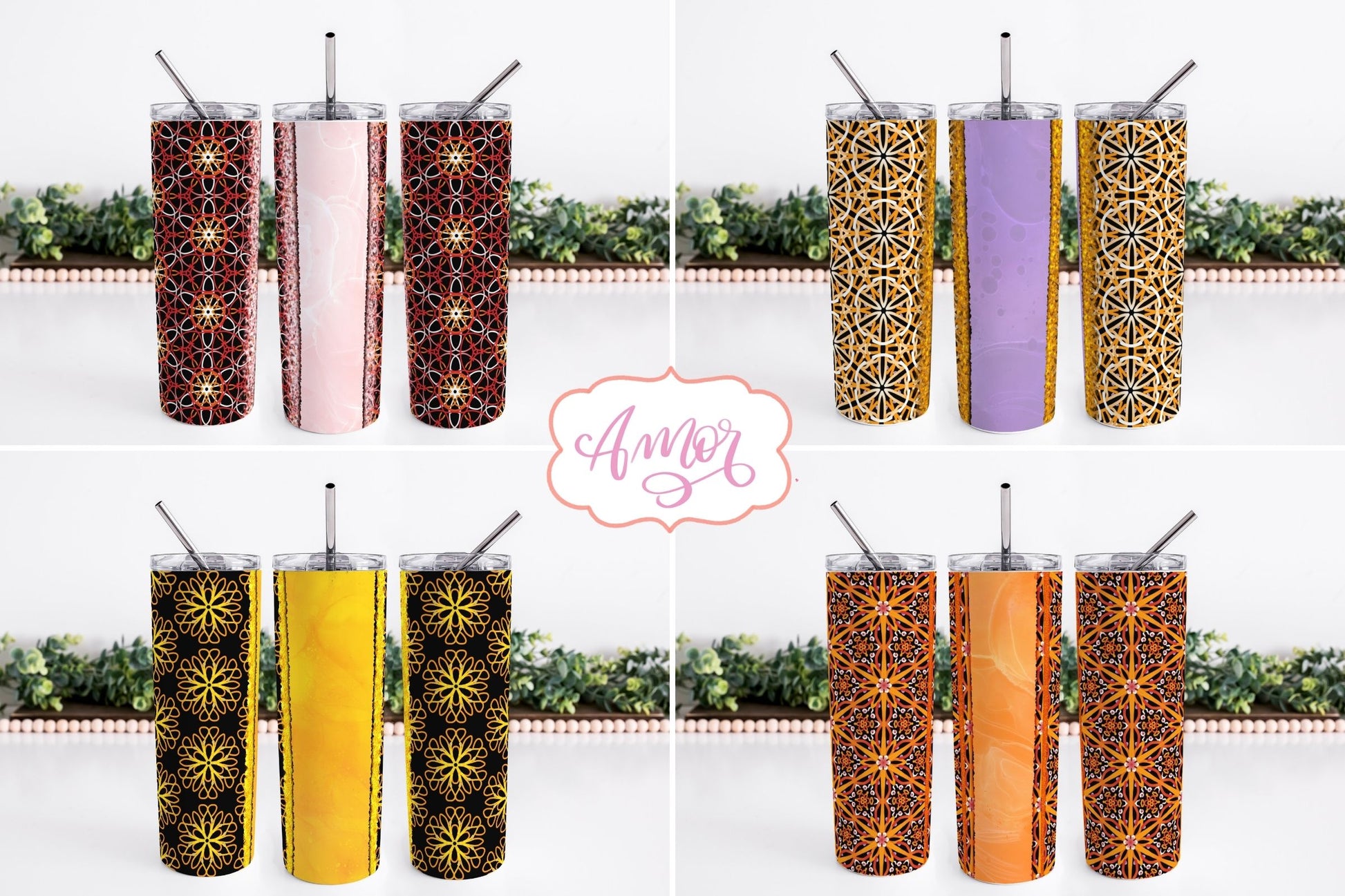 Boho Seamless Tumbler Wrap for Sublimation BUNDLE